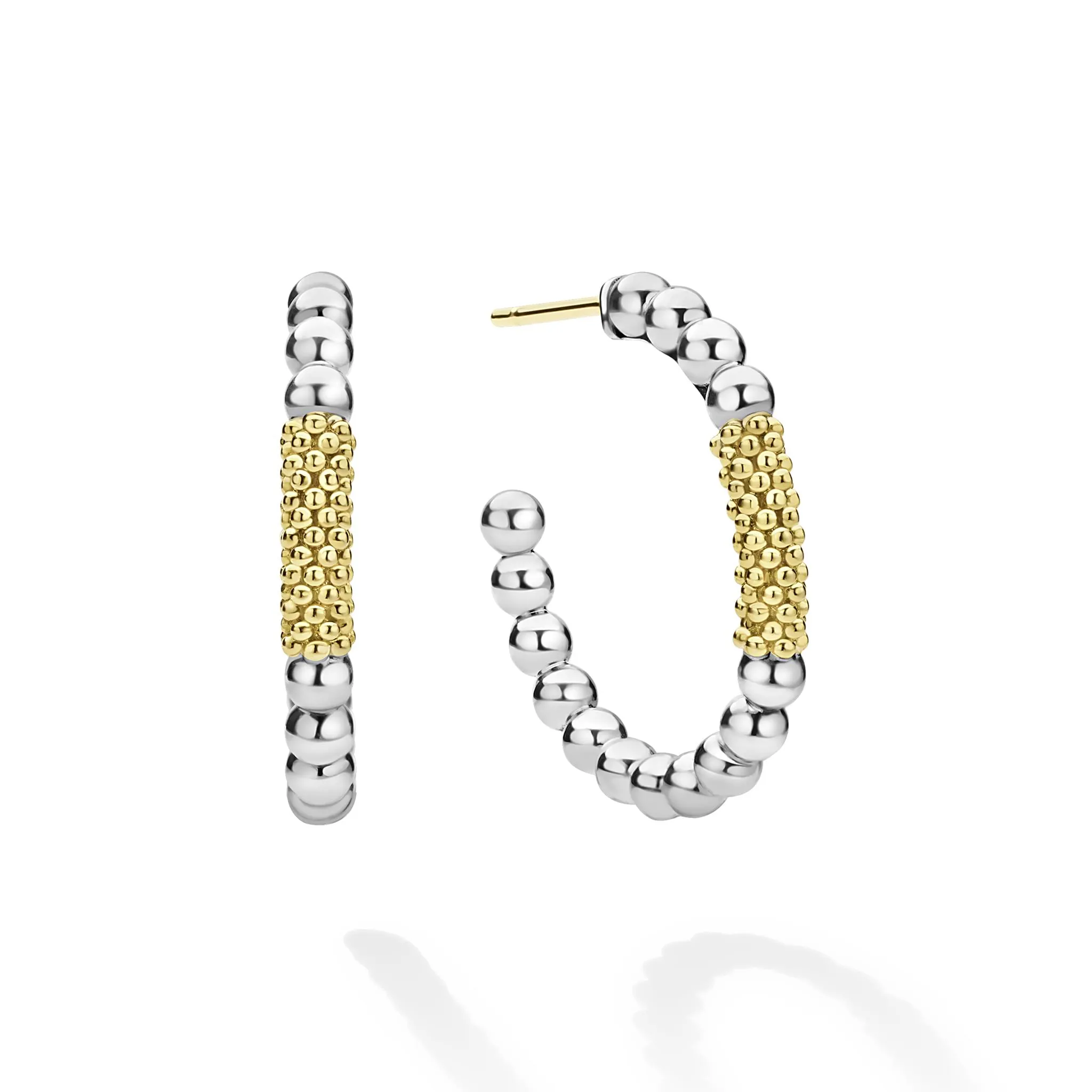 Caviar Icon Two-Tone Caviar Gold Bar Hoop Earrings sold by LAGOS