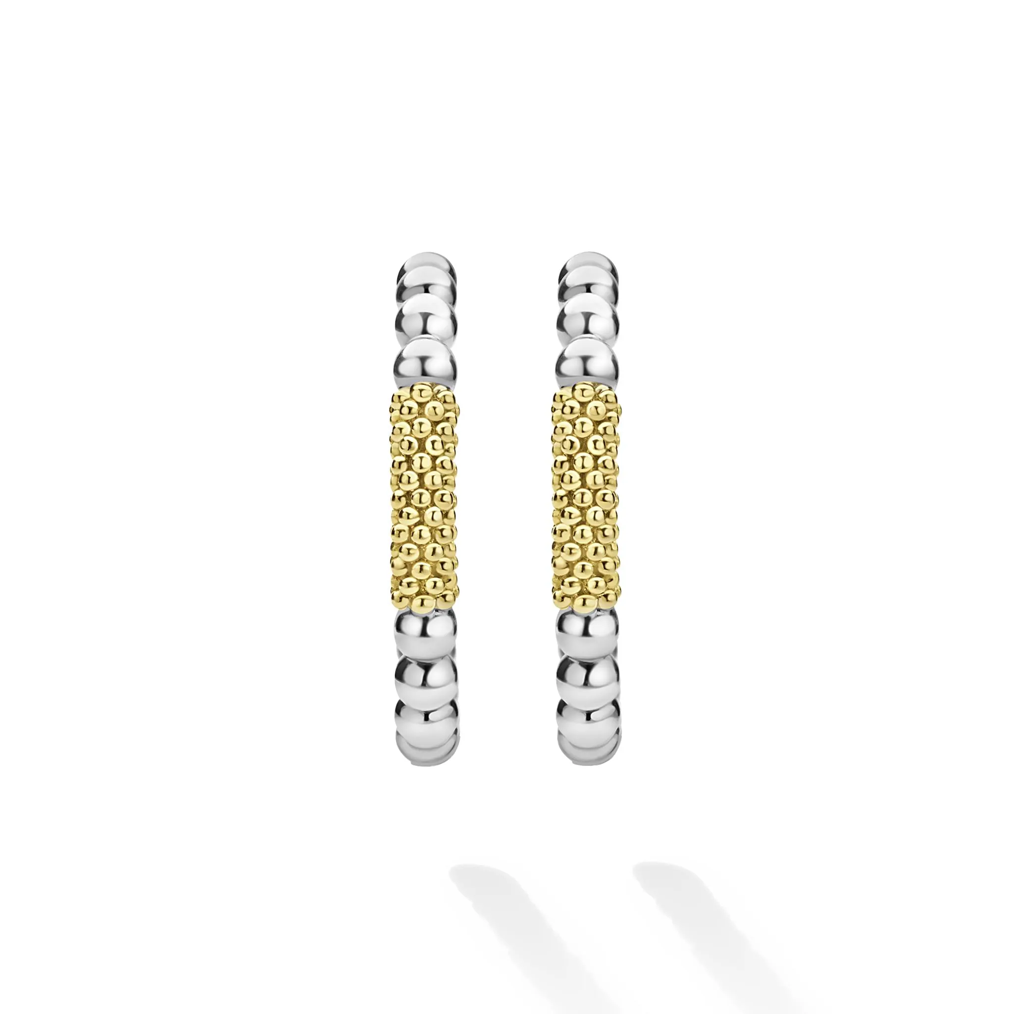 Caviar Icon Two-Tone Caviar Gold Bar Hoop Earrings sold by LAGOS product image thumbnail 3