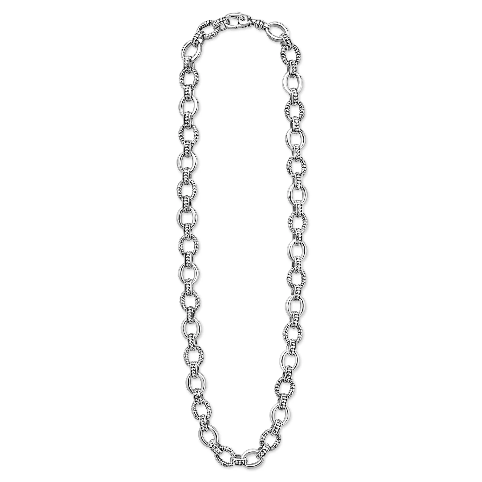 Signature Caviar Sterling Silver Fluted Oval Link Necklace sold by LAGOS product image thumbnail 5