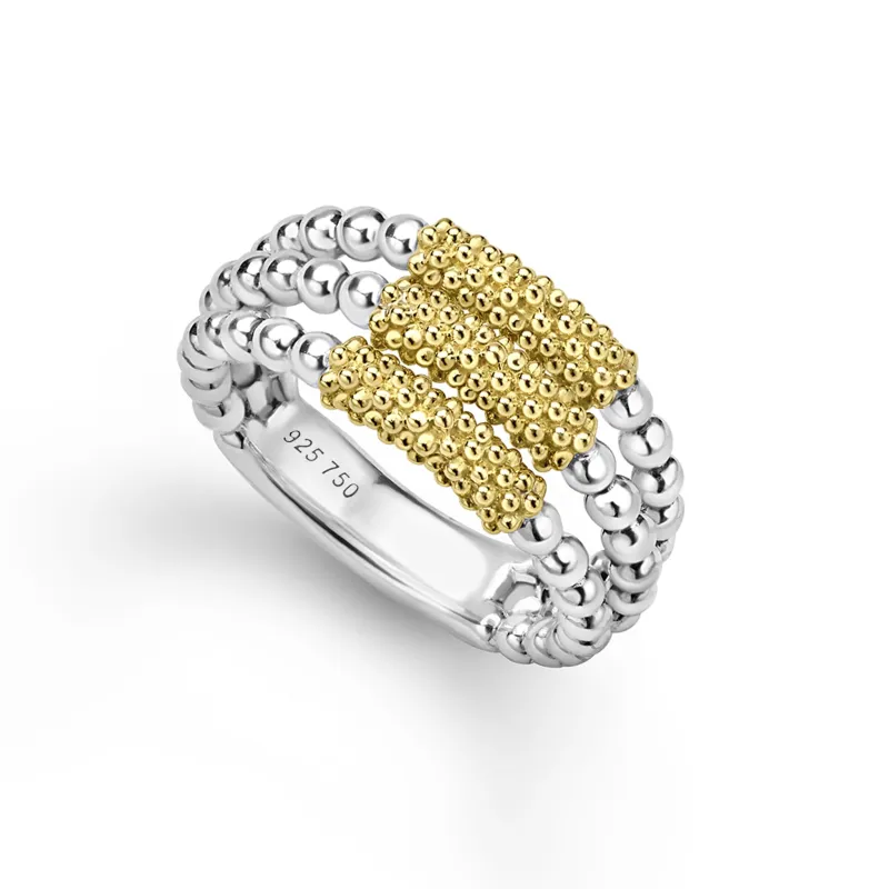 Caviar Icon Two-Tone Caviar Three Row Ring sold by LAGOS