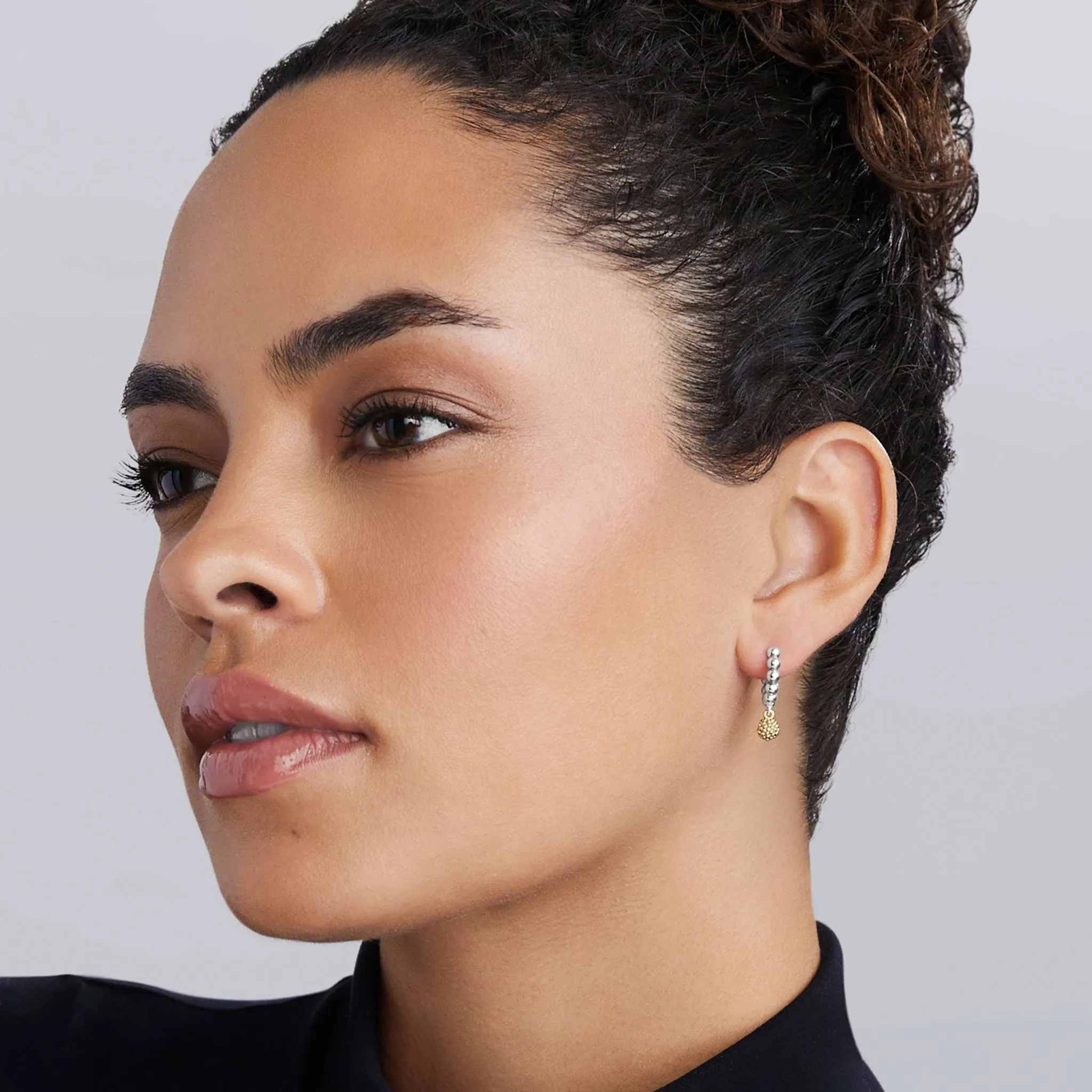 Caviar Icon Two-Tone Caviar Beaded Huggie Earrings sold by LAGOS product image thumbnail 2