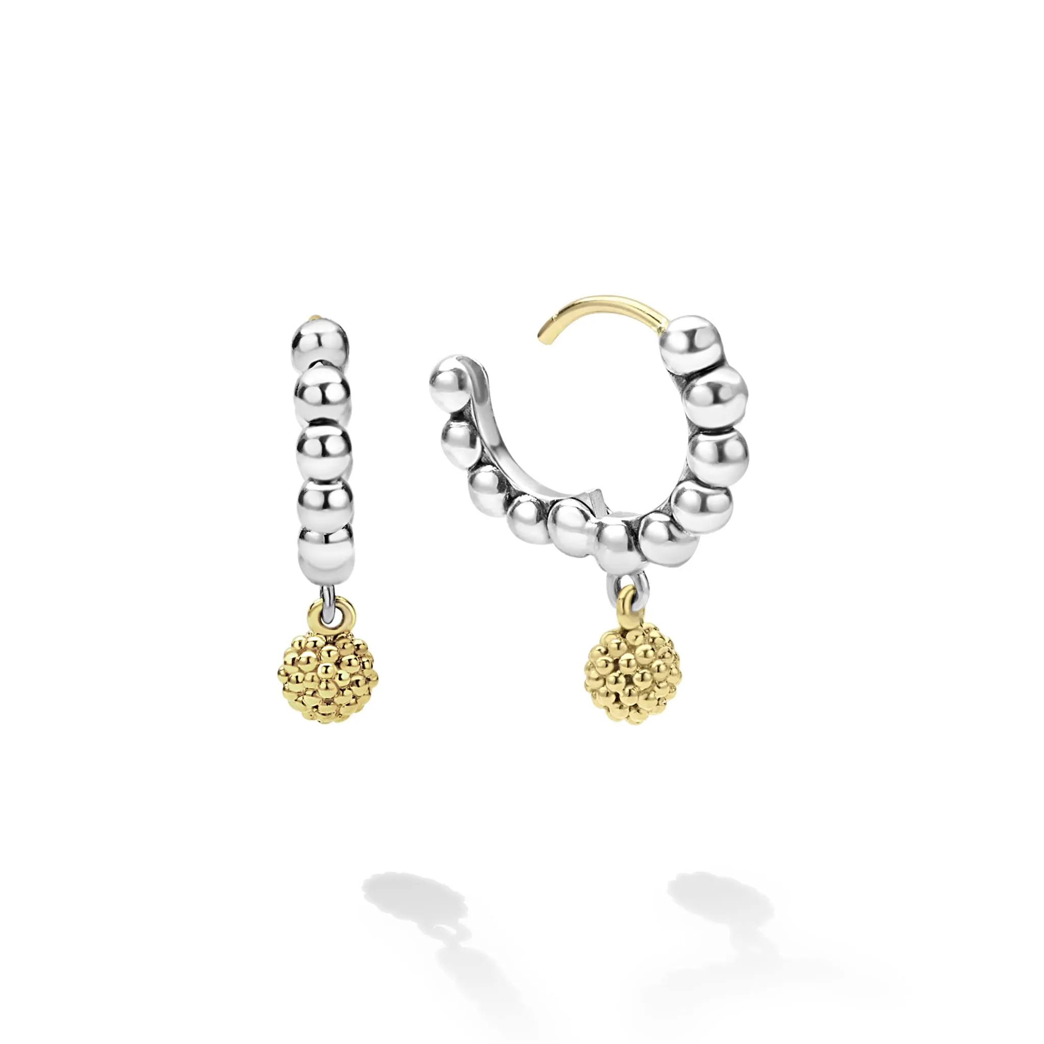 Caviar Icon Two-Tone Caviar Beaded Huggie Earrings sold by LAGOS product image thumbnail 3