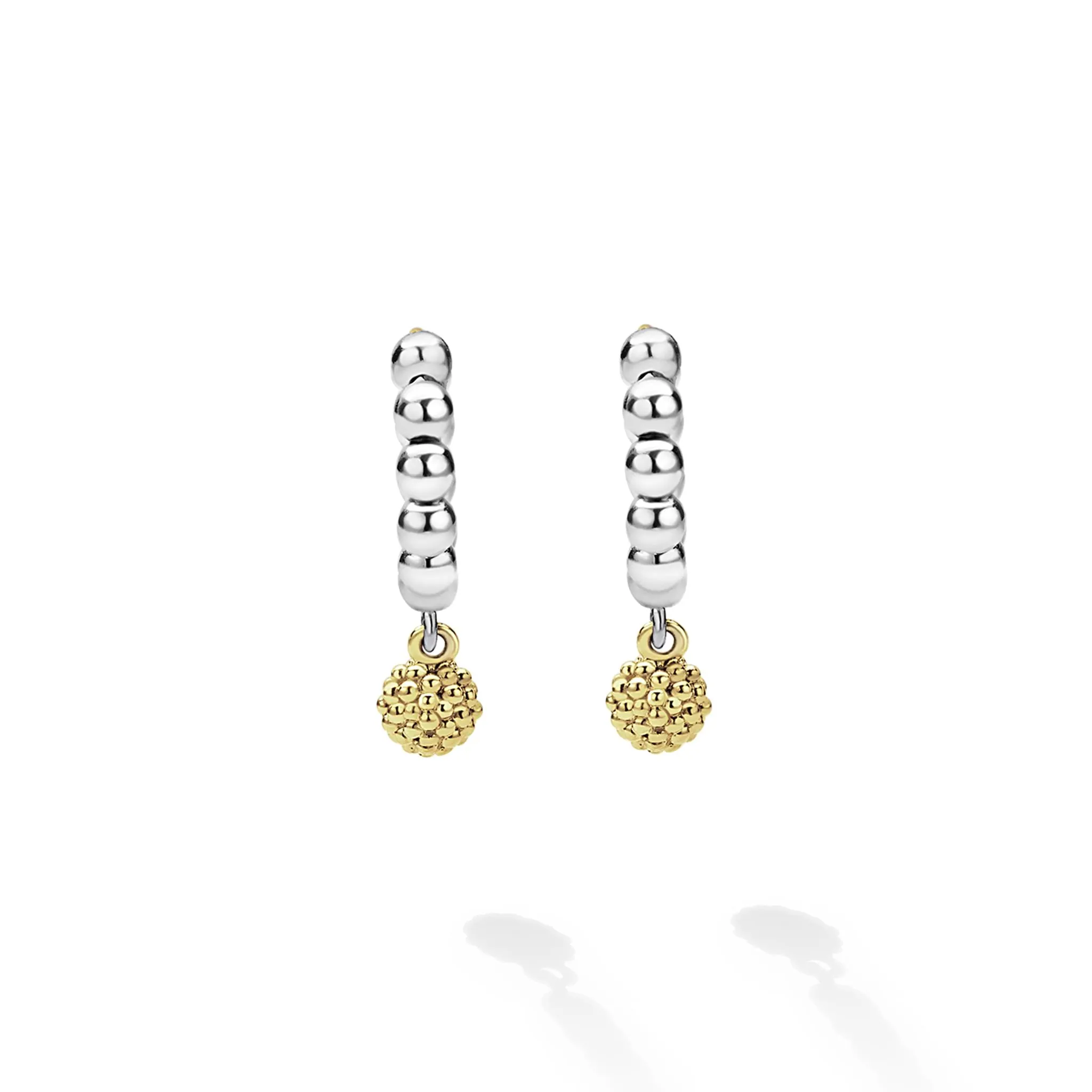Caviar Icon Two-Tone Caviar Beaded Huggie Earrings sold by LAGOS product image thumbnail 4