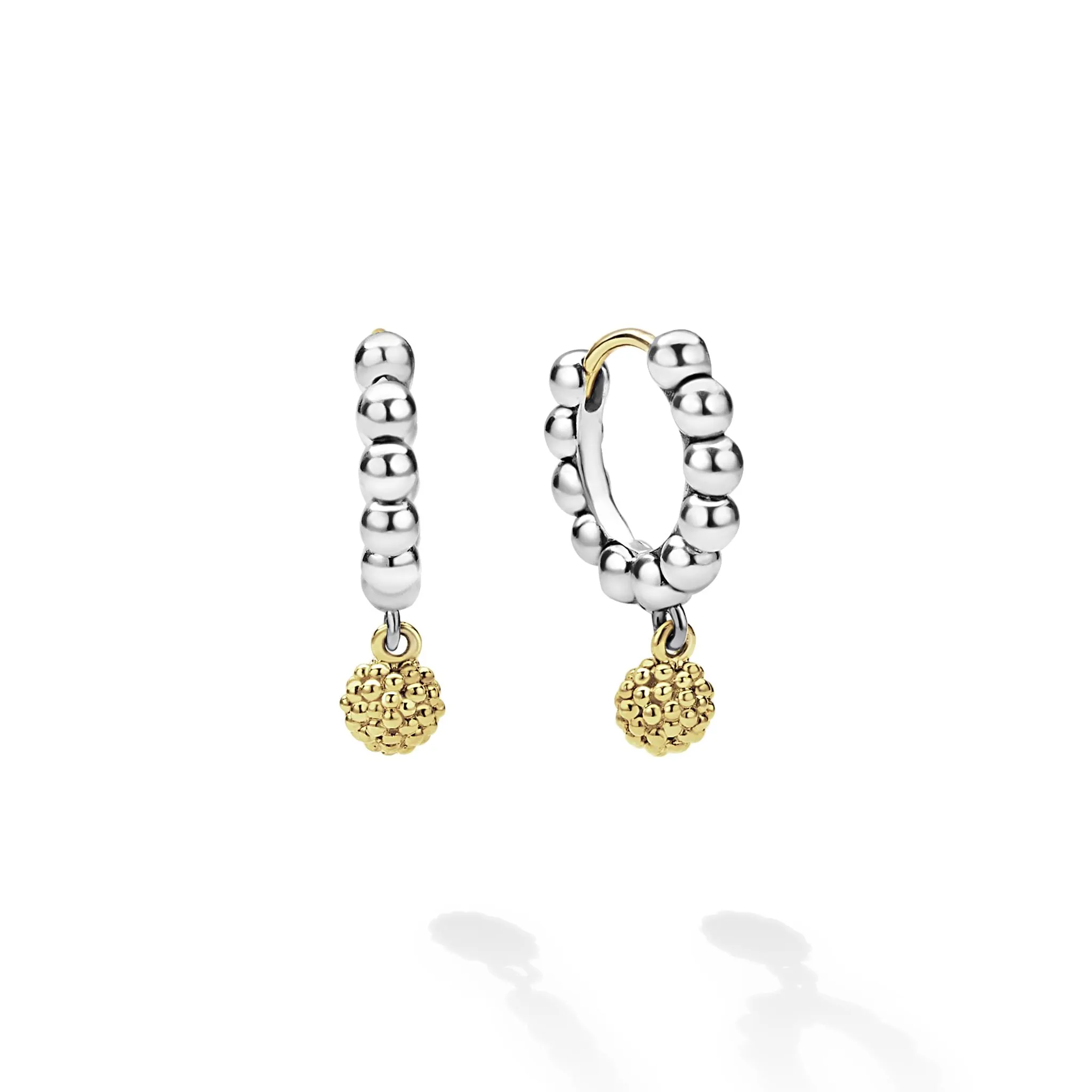 Caviar Icon Two-Tone Caviar Beaded Huggie Earrings sold by LAGOS