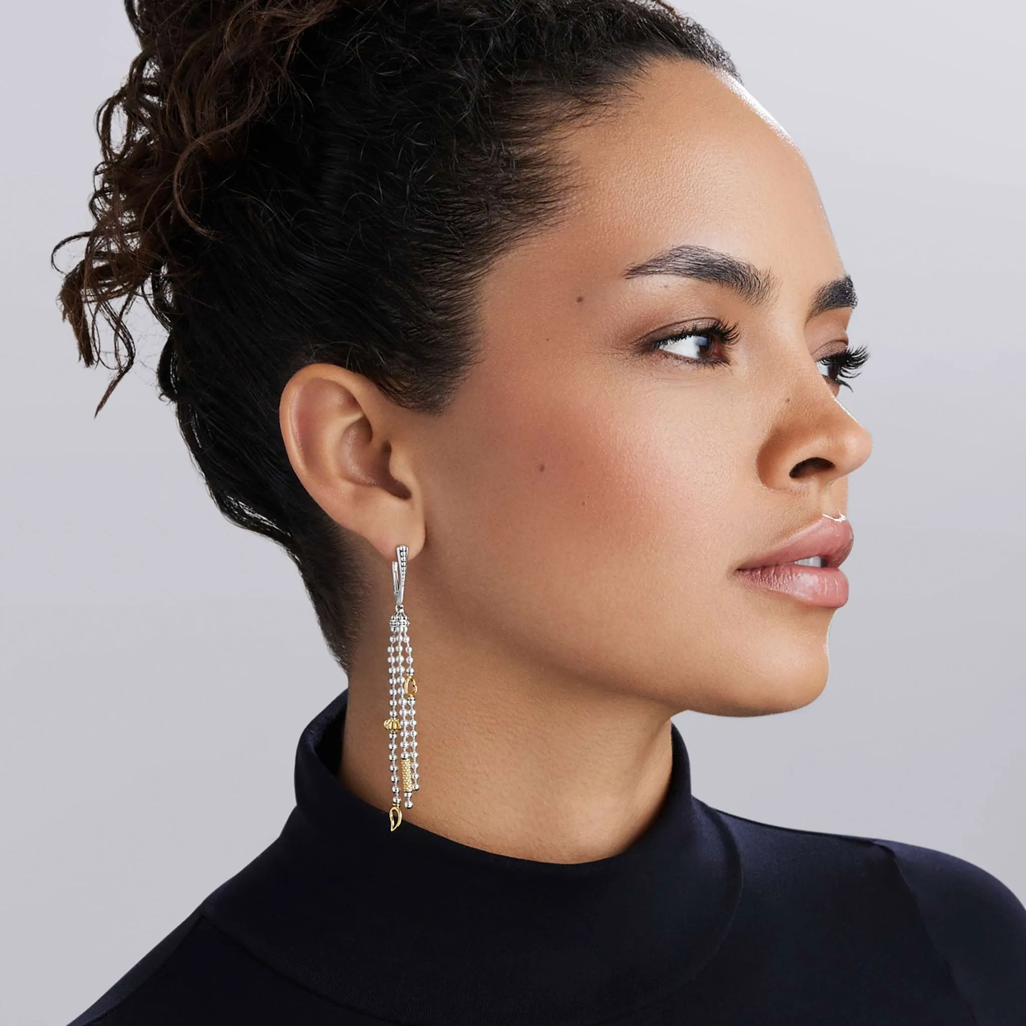 Caviar Icon Two-Tone Caviar Tassel Earrings sold by LAGOS product image thumbnail 2