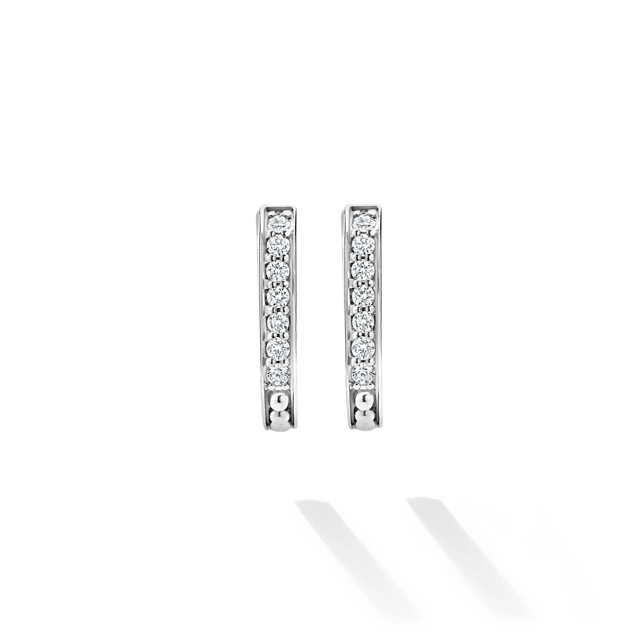 Caviar Spark Silver Linear Diamond Hoop Earrings sold by LAGOS product image thumbnail 4