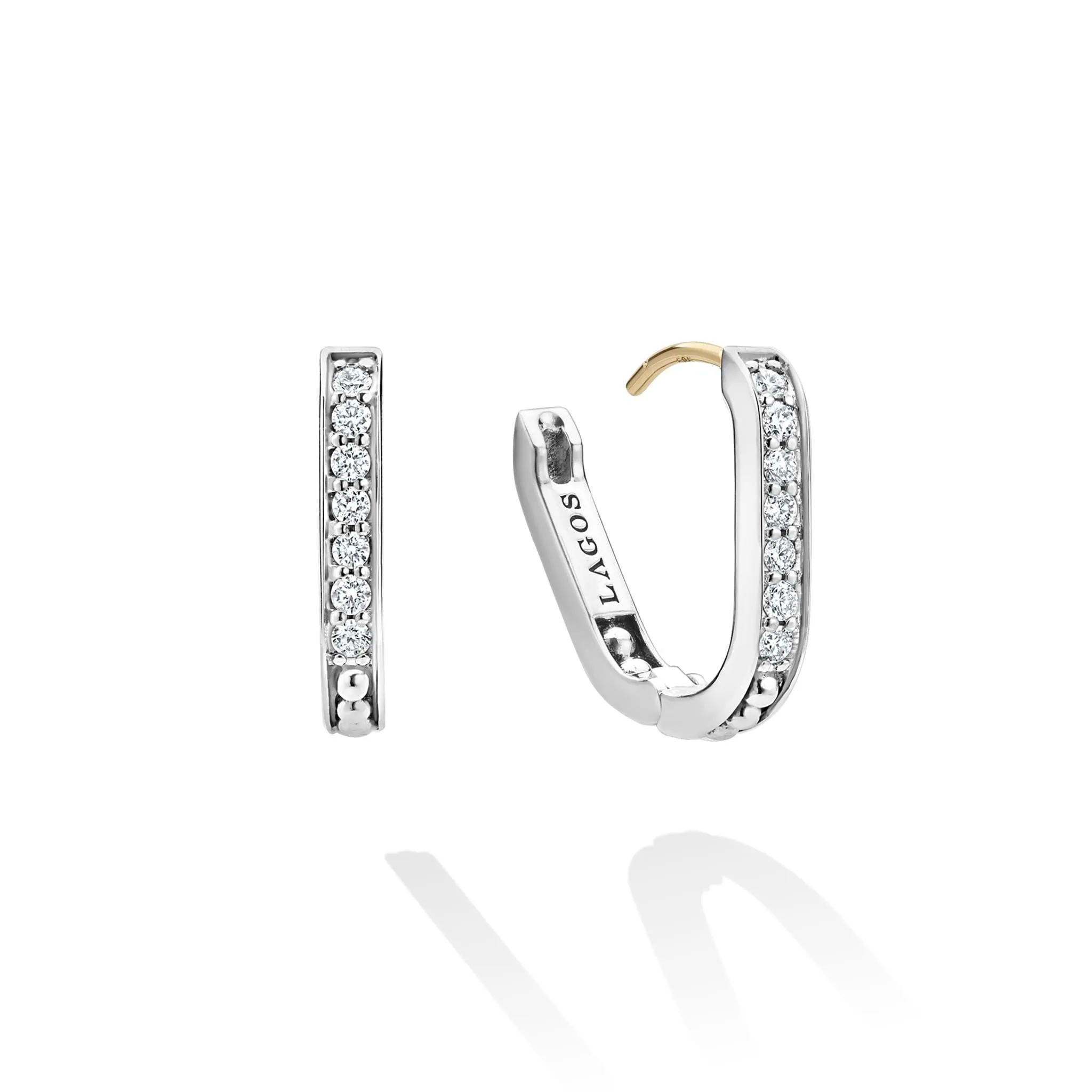 Caviar Spark Silver Linear Diamond Hoop Earrings sold by LAGOS product image thumbnail 3