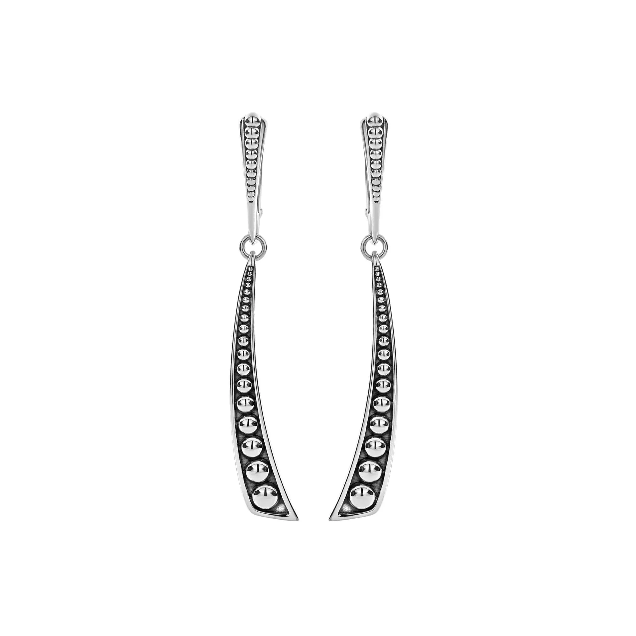 Signature Caviar Linear Curve Drop Earrings sold by LAGOS product image thumbnail 3