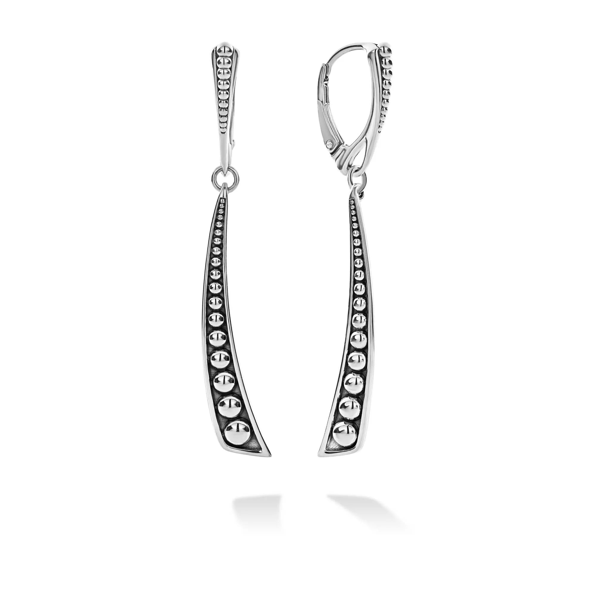 Signature Caviar Linear Curve Drop Earrings sold by LAGOS