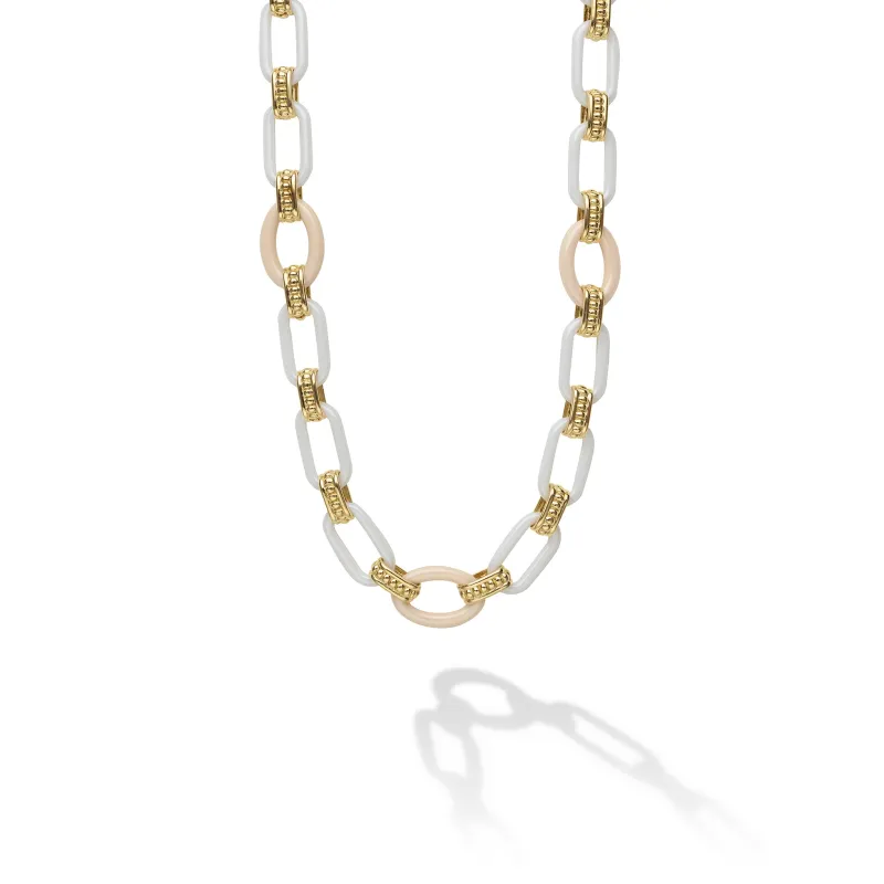 Caviar Color 18K Gold and White Ceramic Necklace sold by LAGOS
