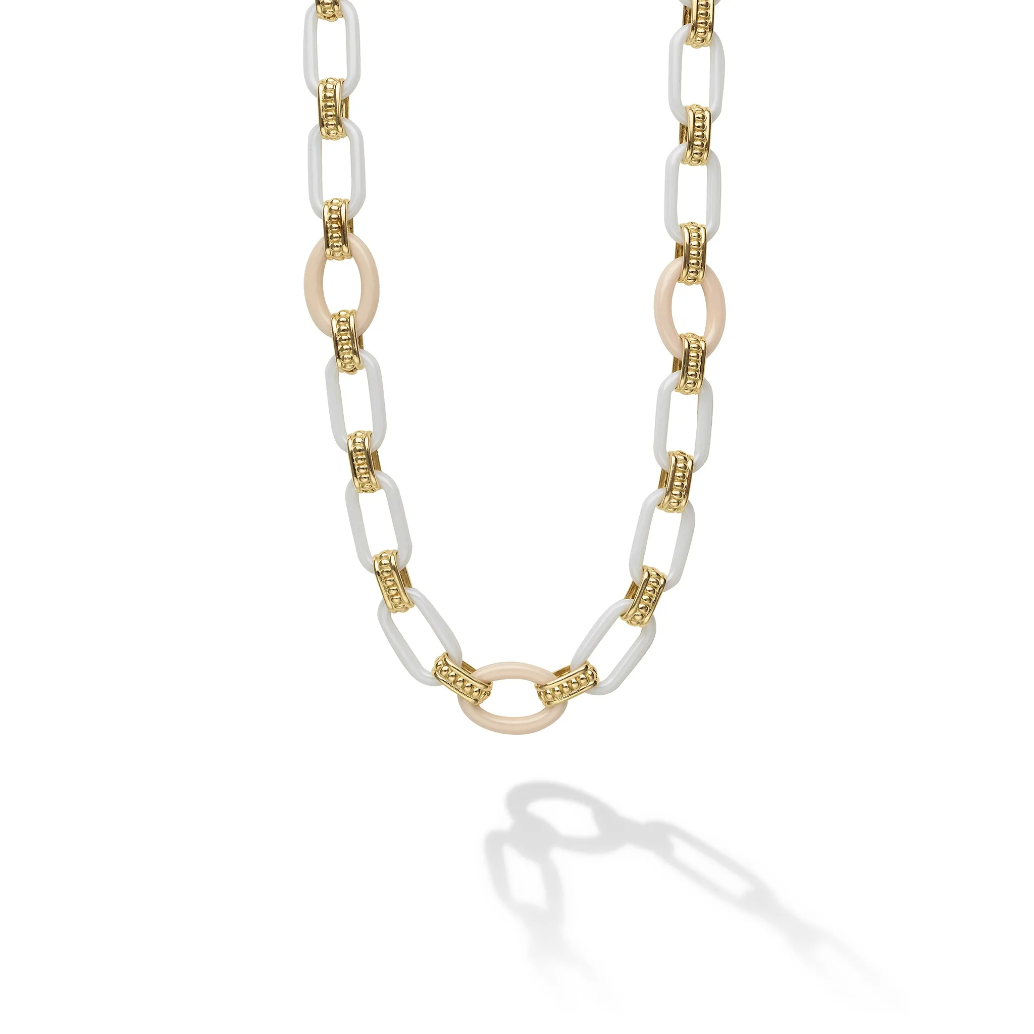 Caviar Color 18K Gold and White Ceramic Necklace sold by LAGOS