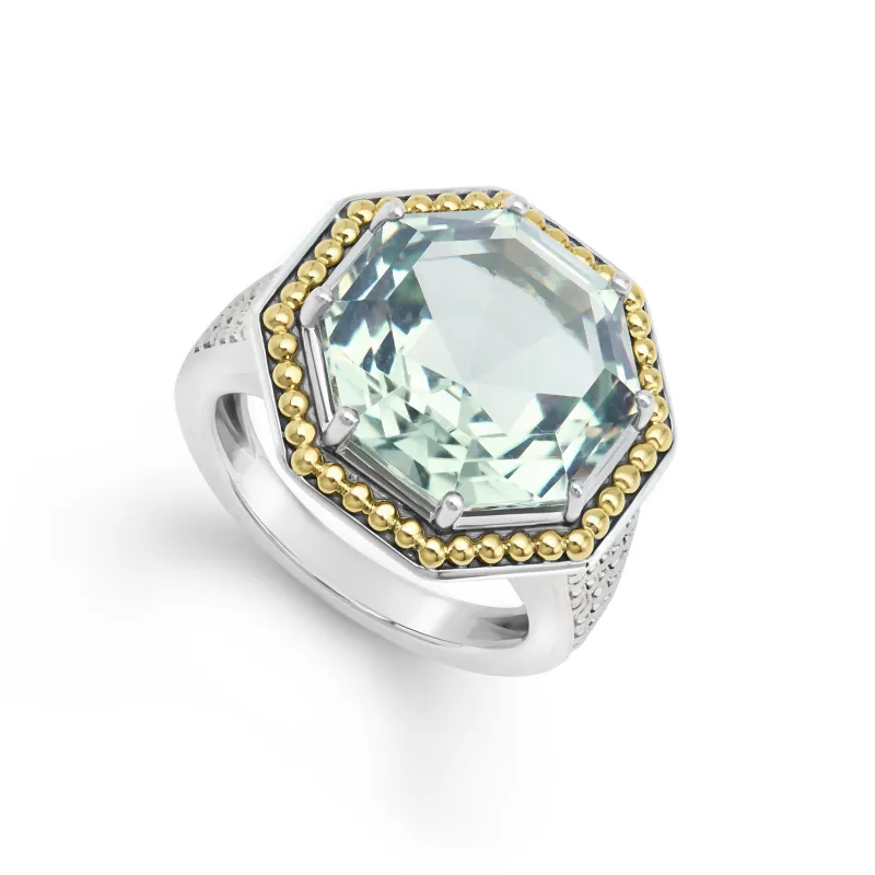 Rittenhouse Two-Tone Prasiolite Octagon Ring made by LAGOS