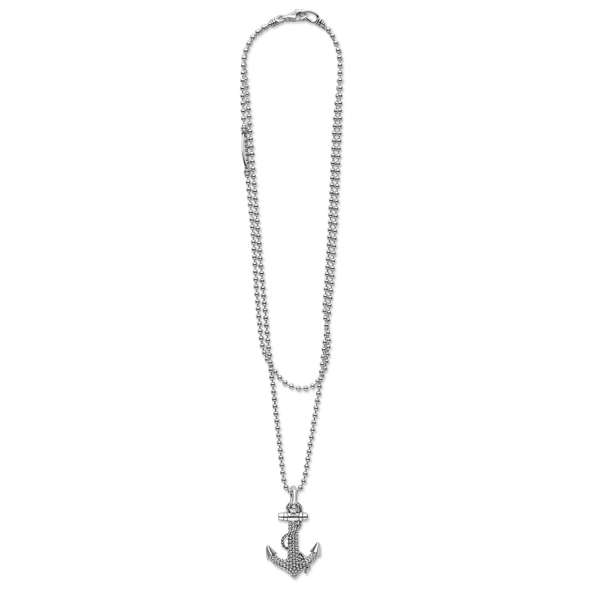 Signature Caviar Silver Anchor Pendant Necklace sold by LAGOS product image thumbnail 3