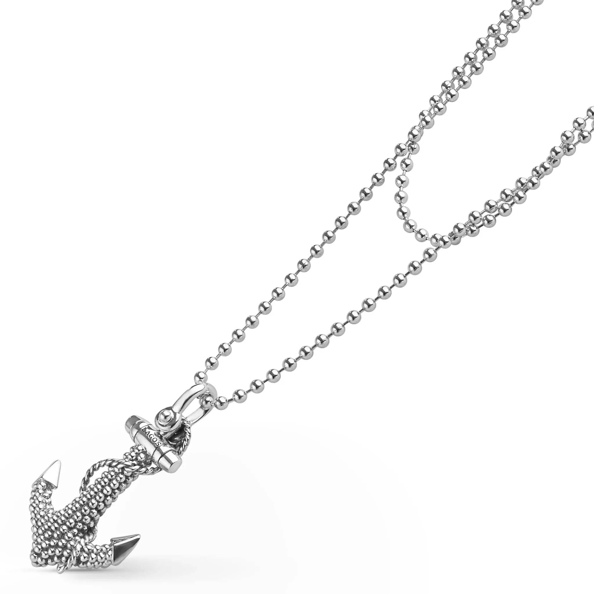 Signature Caviar Silver Anchor Pendant Necklace sold by LAGOS product image thumbnail 4