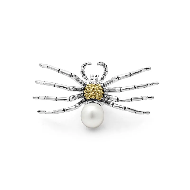 Rare Wonders Two Tone Pearl Spider Pin made by LAGOS
