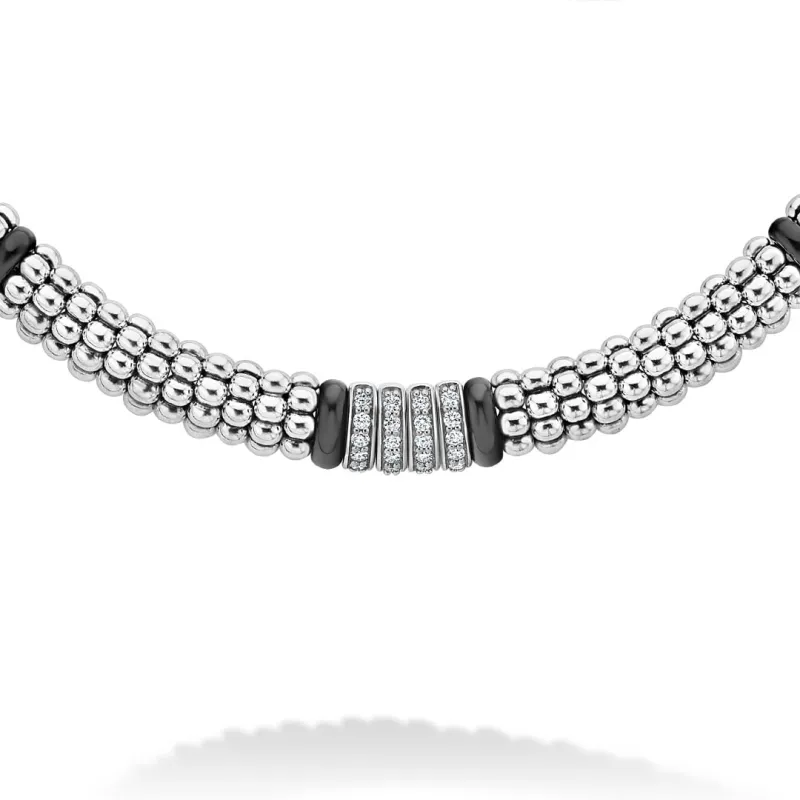 Black Caviar Four Station Diamond Caviar Necklace sold by LAGOS