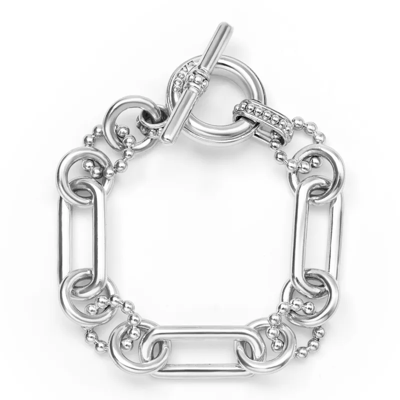 Signature Caviar Sterling Silver Link Bracelet | 15mm sold by LAGOS