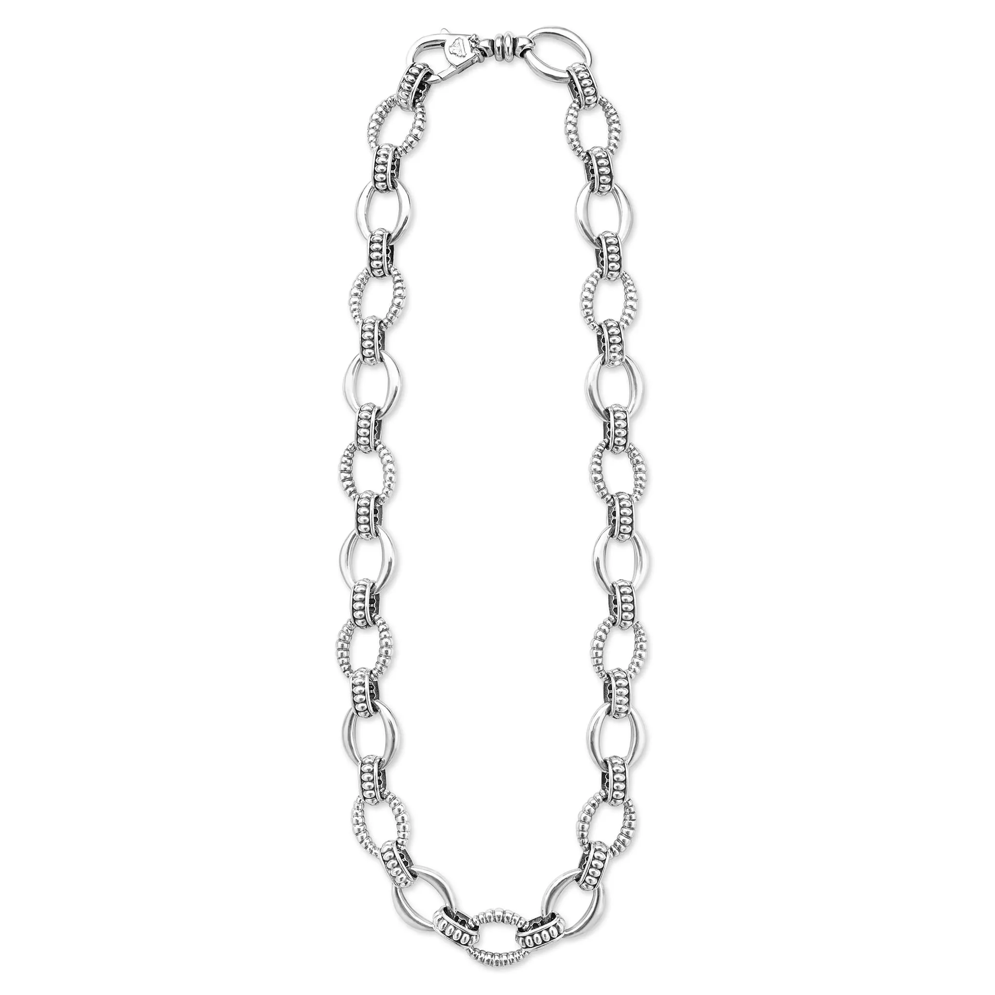 Signature Caviar Sterling Silver Oval Fluted Link Necklace | 15mm sold by LAGOS product image thumbnail 5