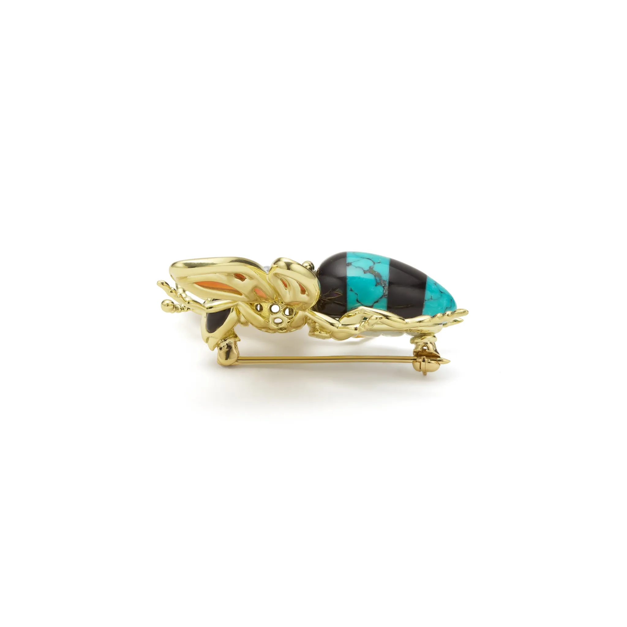 Rare Wonders 18K Gold Turquoise and Onyx Honeybee Pin sold by LAGOS product image thumbnail 2