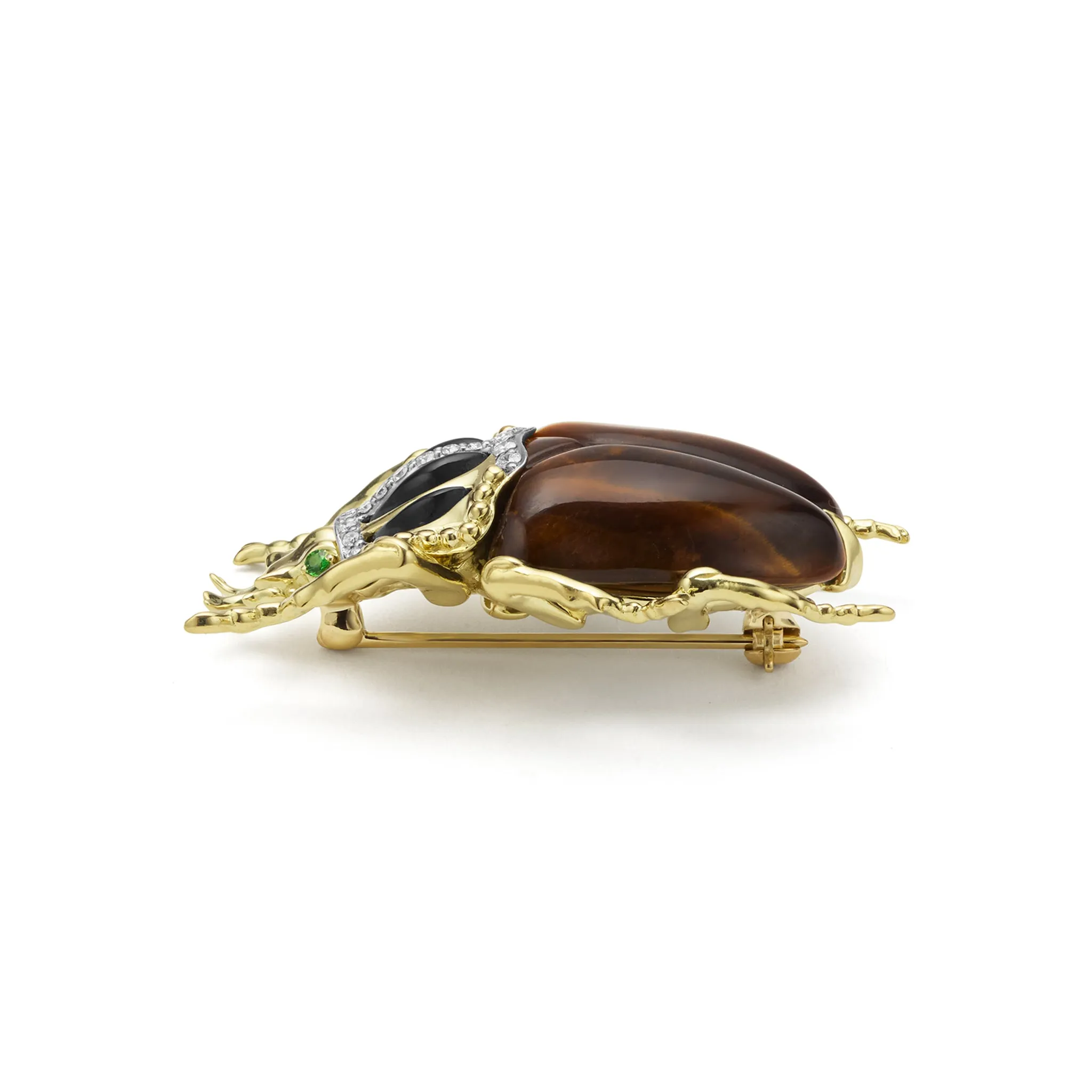 Rare Wonders 18K Gold Tiger Eye and Onyx Goliath Beetle Pin sold by LAGOS product image thumbnail 3