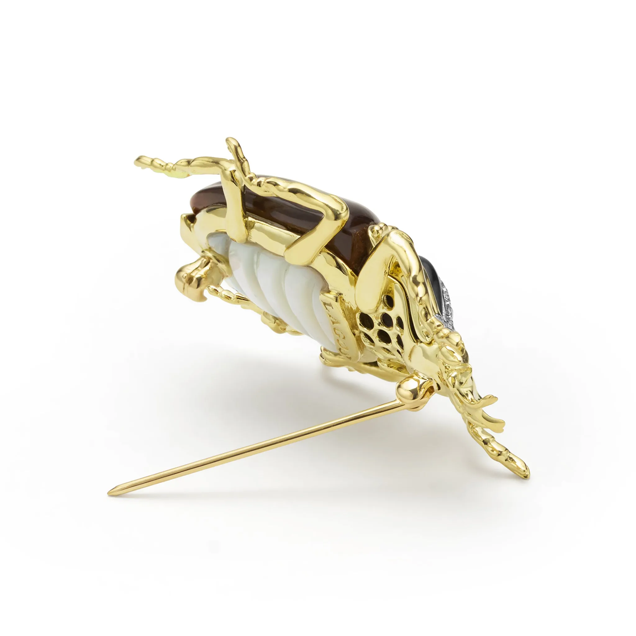 Rare Wonders 18K Gold Tiger Eye and Onyx Goliath Beetle Pin sold by LAGOS product image thumbnail 4