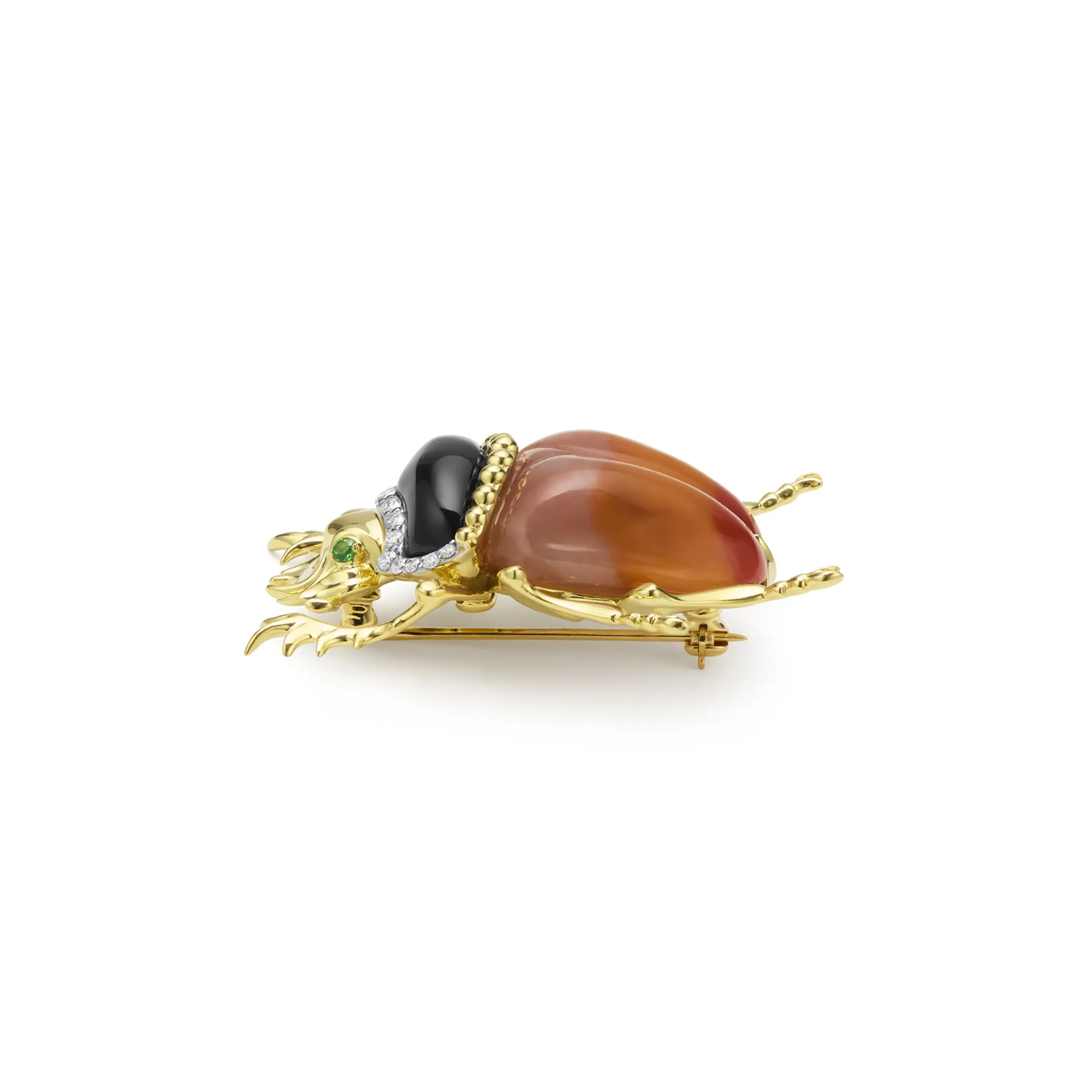 Rare Wonders 18K Gold Agate and Diamond Scarab Beetle Pin sold by LAGOS product image thumbnail 3