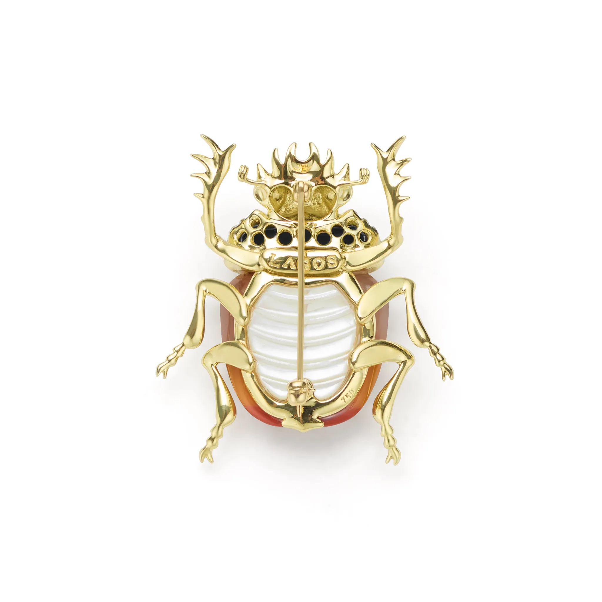 Rare Wonders 18K Gold Agate and Diamond Scarab Beetle Pin sold by LAGOS product image thumbnail 2