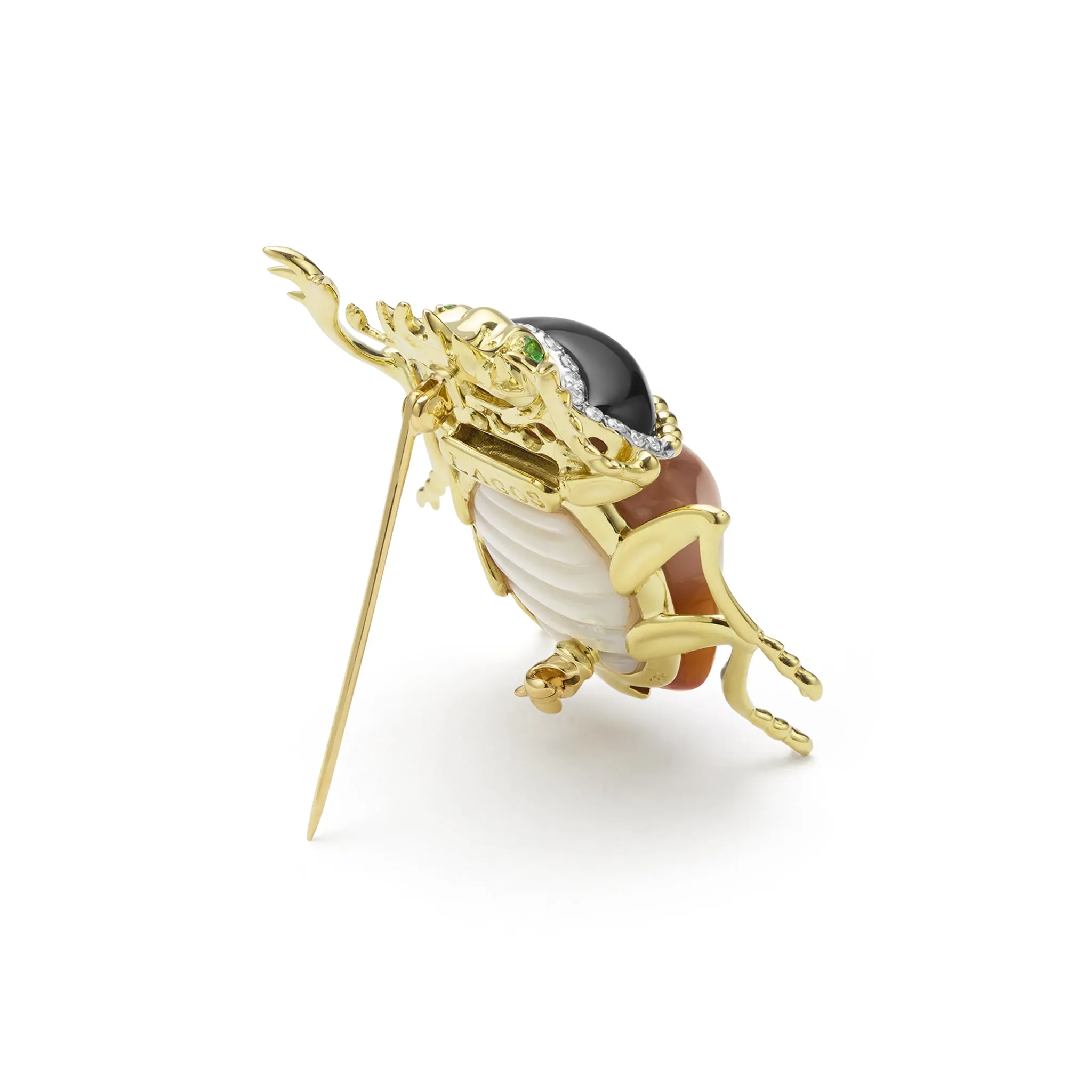 Rare Wonders 18K Gold Agate and Diamond Scarab Beetle Pin sold by LAGOS product image thumbnail 4