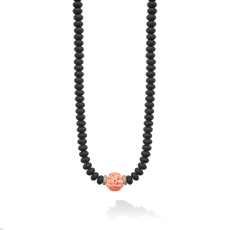Caviar Gold 18K Gold Coral Matte Black Onyx Necklace sold by LAGOS