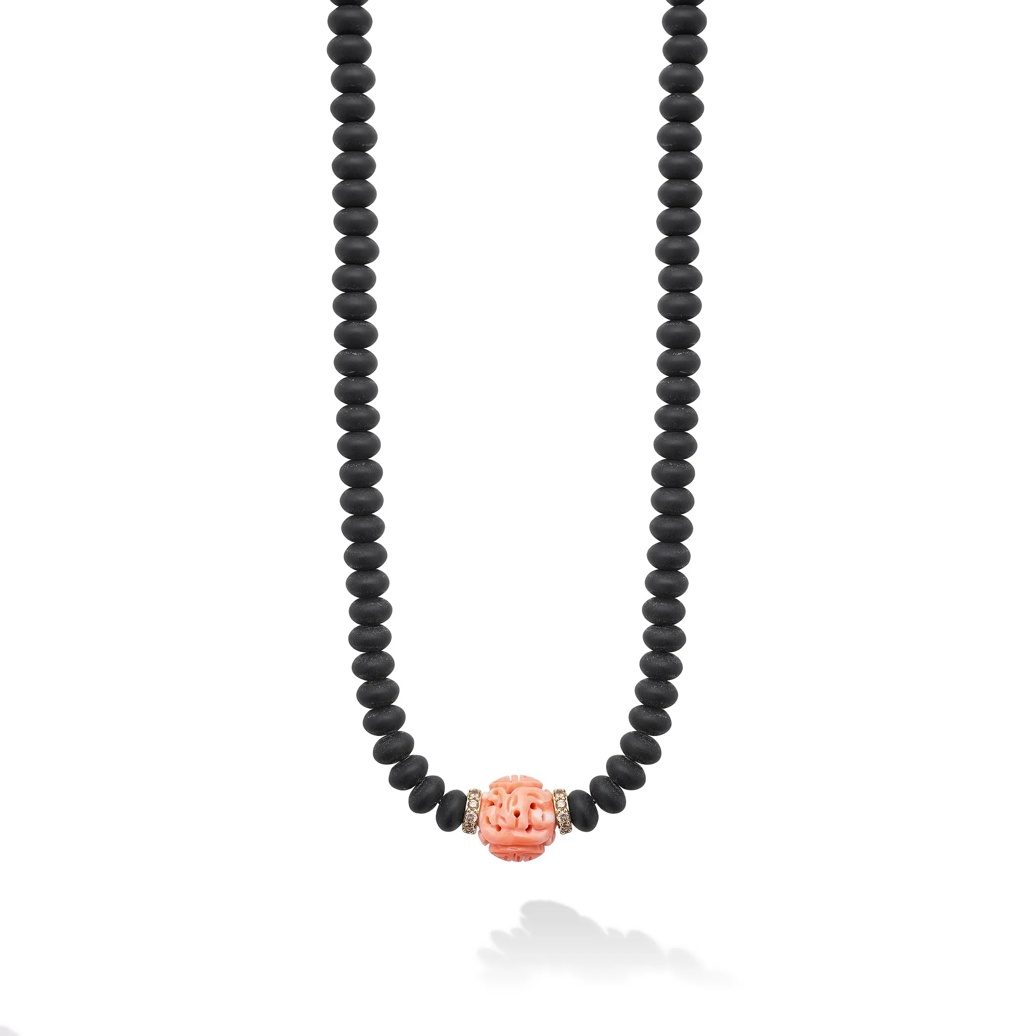 Caviar Gold 18K Gold Coral Matte Black Onyx Necklace sold by LAGOS
