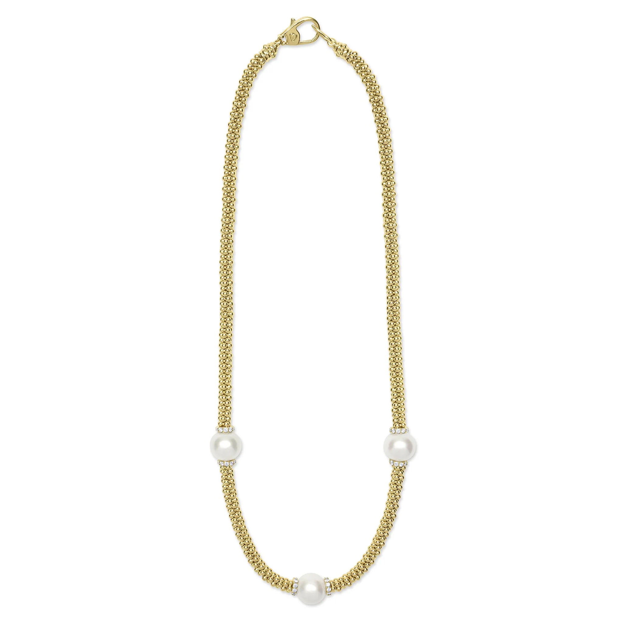 Luna 18K Gold Three Station Pearl Necklace | 16 in sold by LAGOS product image thumbnail 2