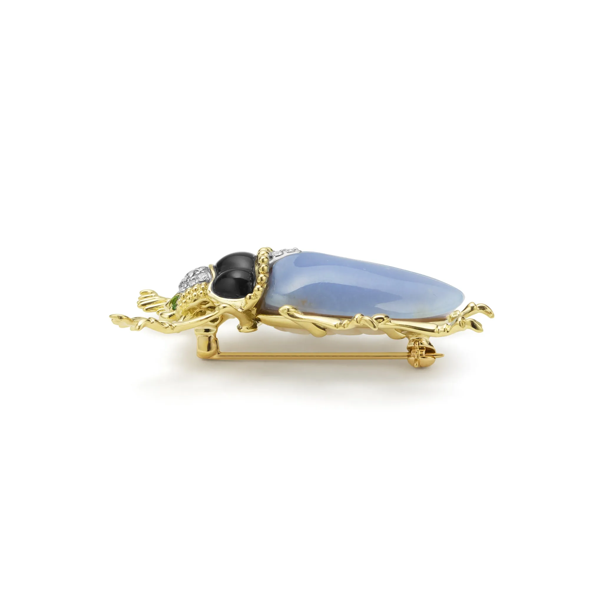 Rare Wonders 18K Gold Blue Chalcedony and Onyx Beetle Pin sold by LAGOS product image thumbnail 2
