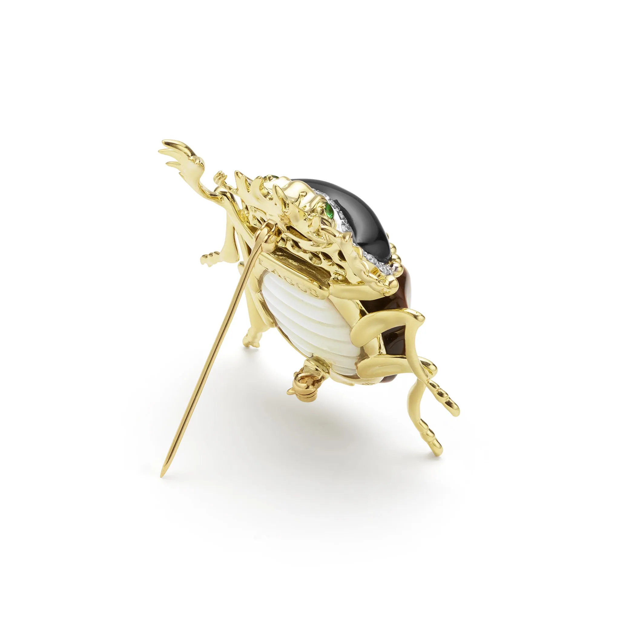 Rare Wonders 18K Gold Tigers Eye and Diamond Scarab Beetle Pin sold by LAGOS product image thumbnail 4