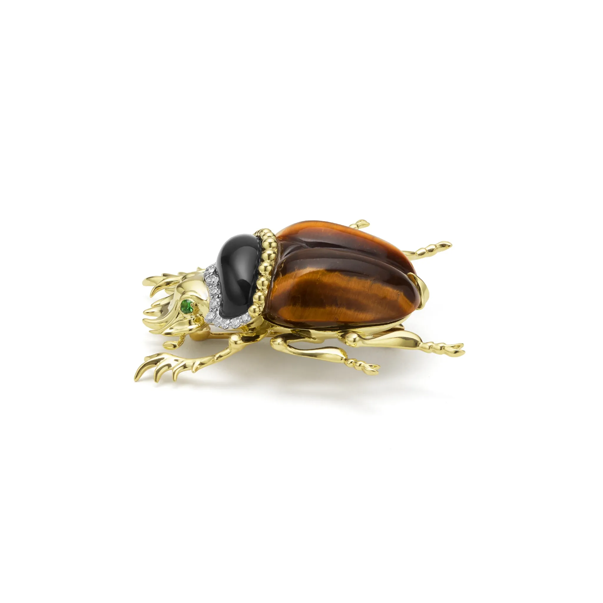 Rare Wonders 18K Gold Tigers Eye and Diamond Scarab Beetle Pin sold by LAGOS product image thumbnail 2