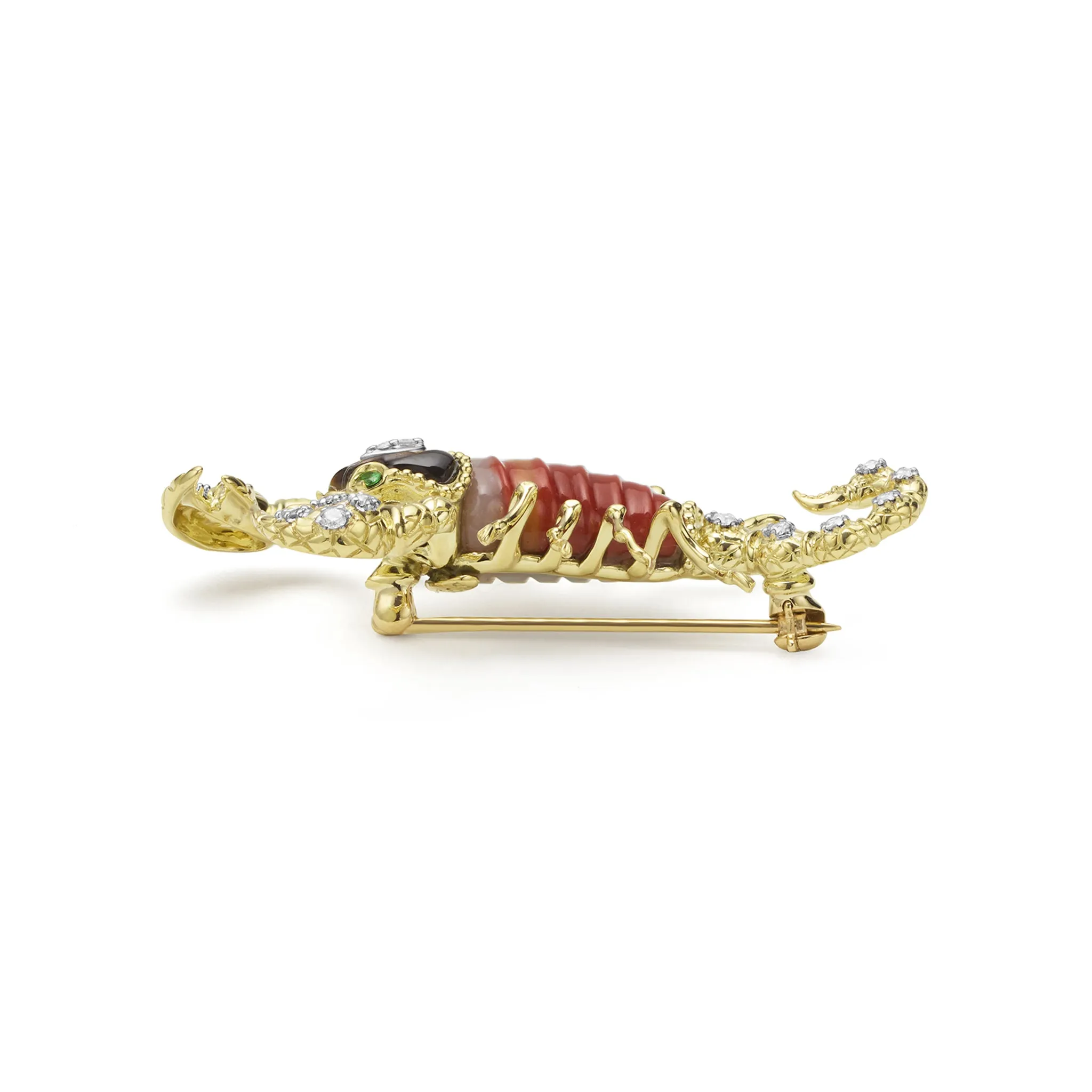 Rare Wonders 18k Gold Tri-Color Agate and Diamond Scorpion Pin sold by LAGOS product image thumbnail 2