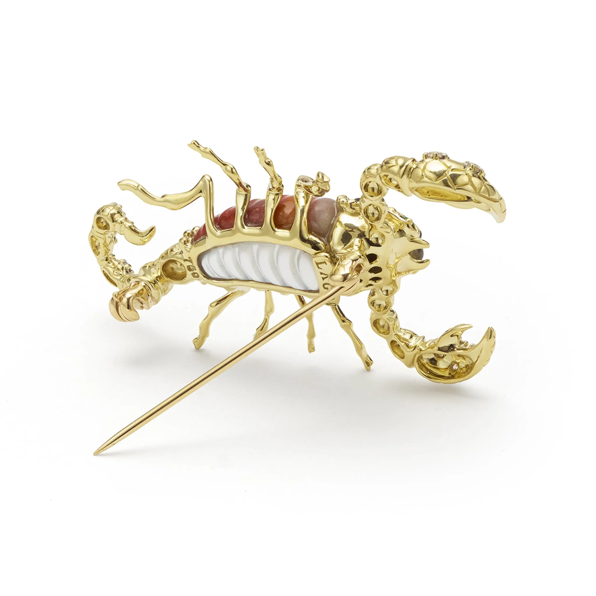 Rare Wonders 18k Gold Tri-Color Agate and Diamond Scorpion Pin sold by LAGOS product image thumbnail 5