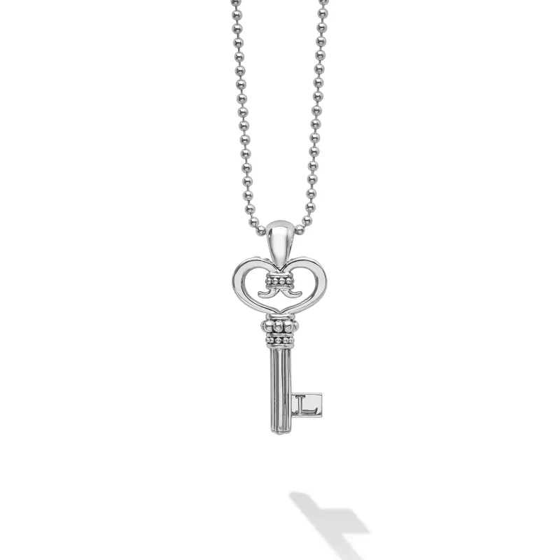 Signature Caviar Silver Key Pendant Necklace sold by LAGOS