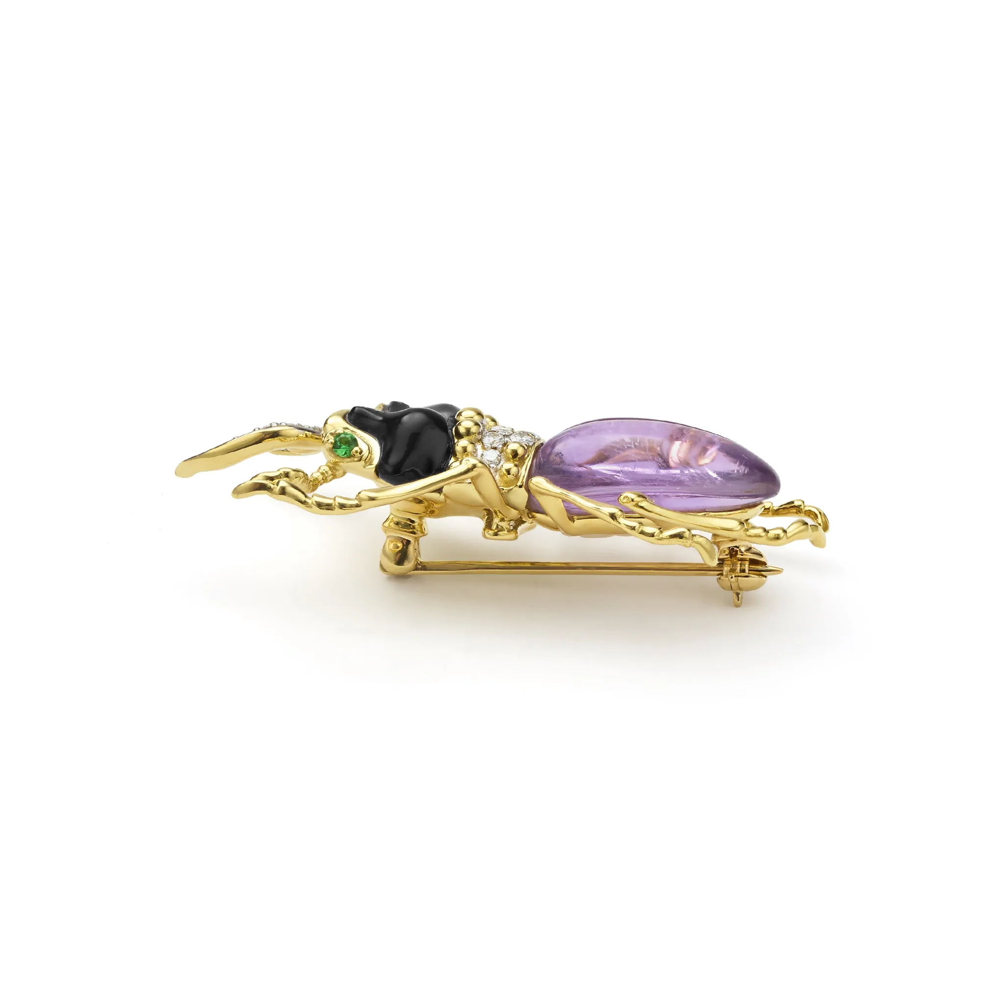 Rare Wonders 18K Gold Amethyst and Onyx Stag Beetle Pin sold by LAGOS product image thumbnail 2