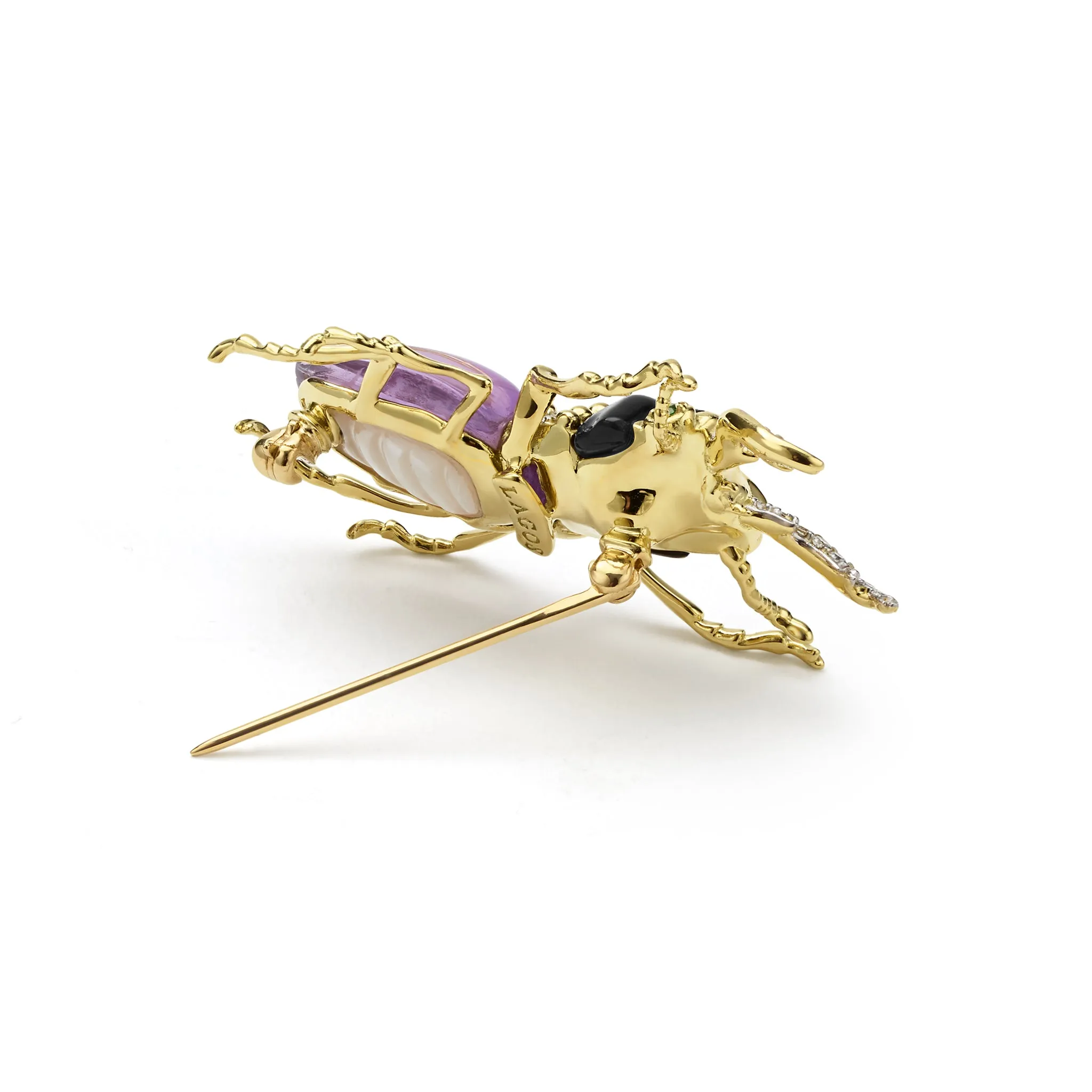 Rare Wonders 18K Gold Amethyst and Onyx Stag Beetle Pin sold by LAGOS product image thumbnail 5