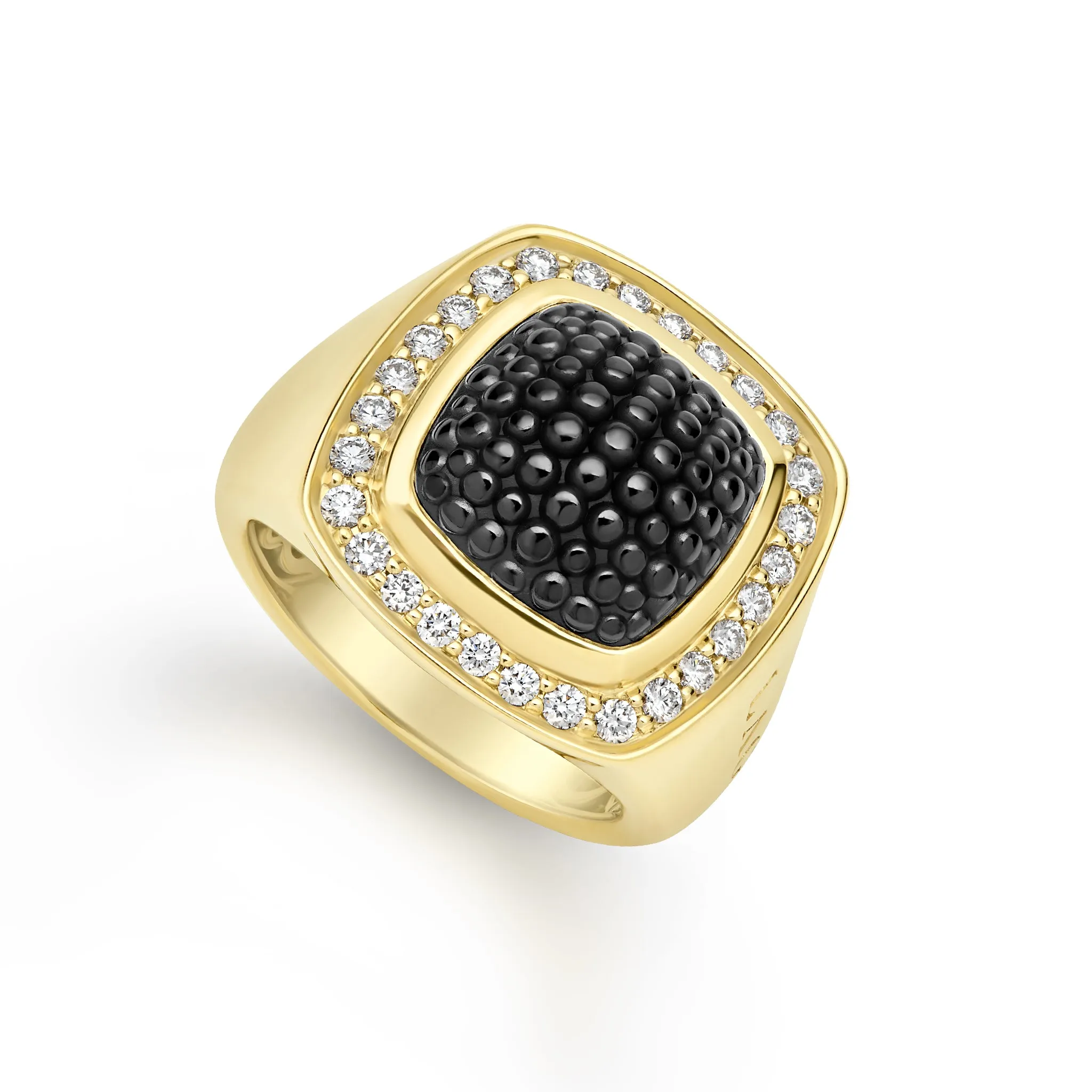 Caviar Gold 18K Gold Diamond Halo Ring sold by LAGOS