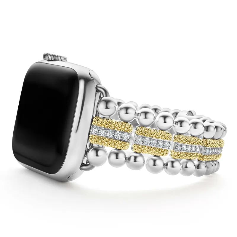 Smart Caviar 18K Gold and Diamond Caviar Beaded Watch Bracelet-38-45mm sold by LAGOS