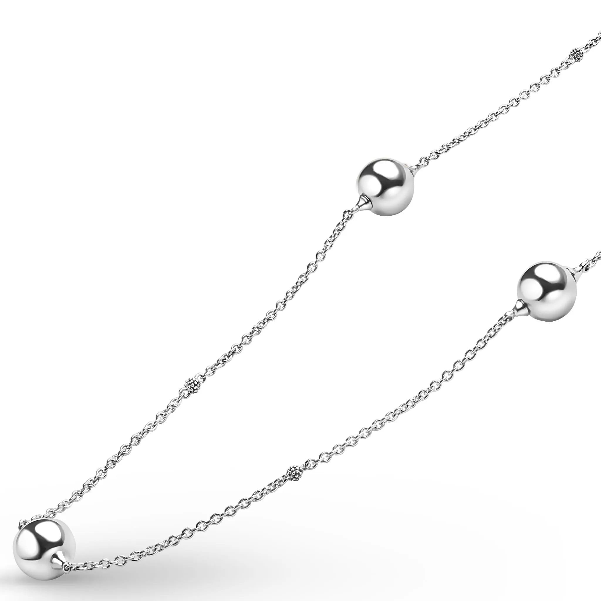 Caviar Bubbly Silver Large Beaded Station Necklace sold by LAGOS product image thumbnail 4