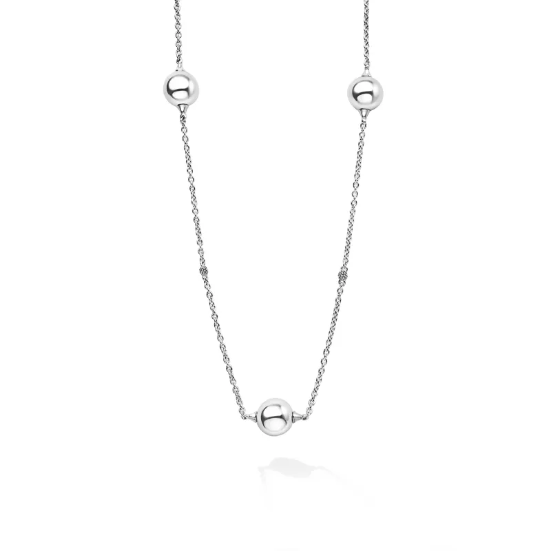 Caviar Bubbly Silver Large Beaded Station Necklace sold by LAGOS