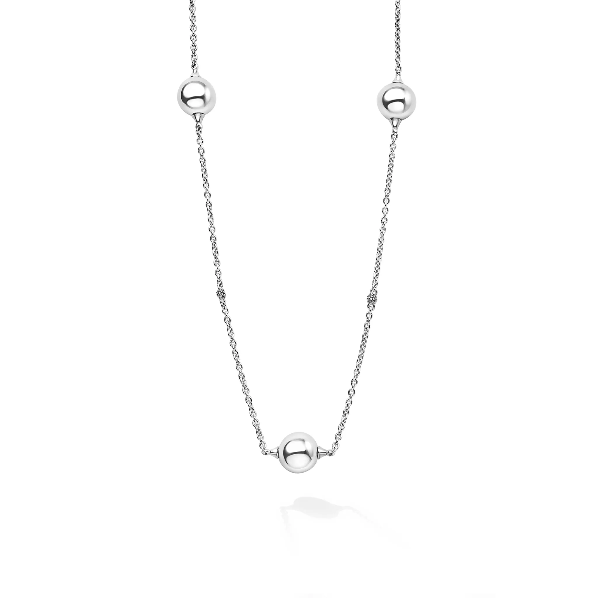 Caviar Bubbly Silver Large Beaded Station Necklace sold by LAGOS