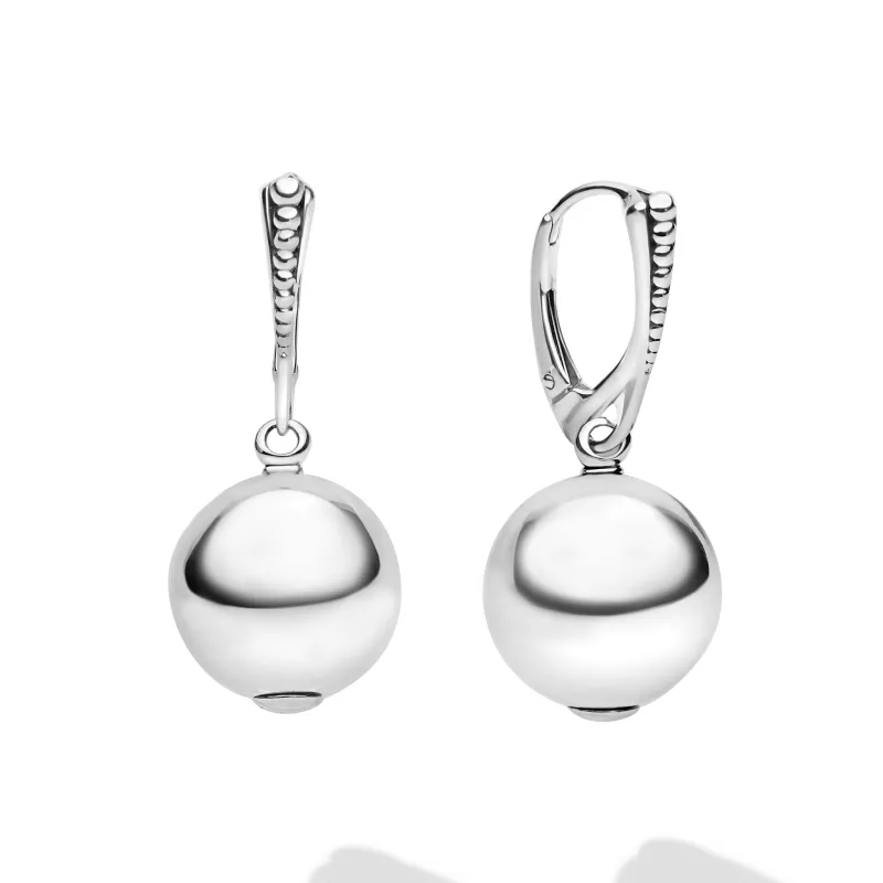 Caviar Bubbly Silver Beaded Drop Earrings sold by LAGOS