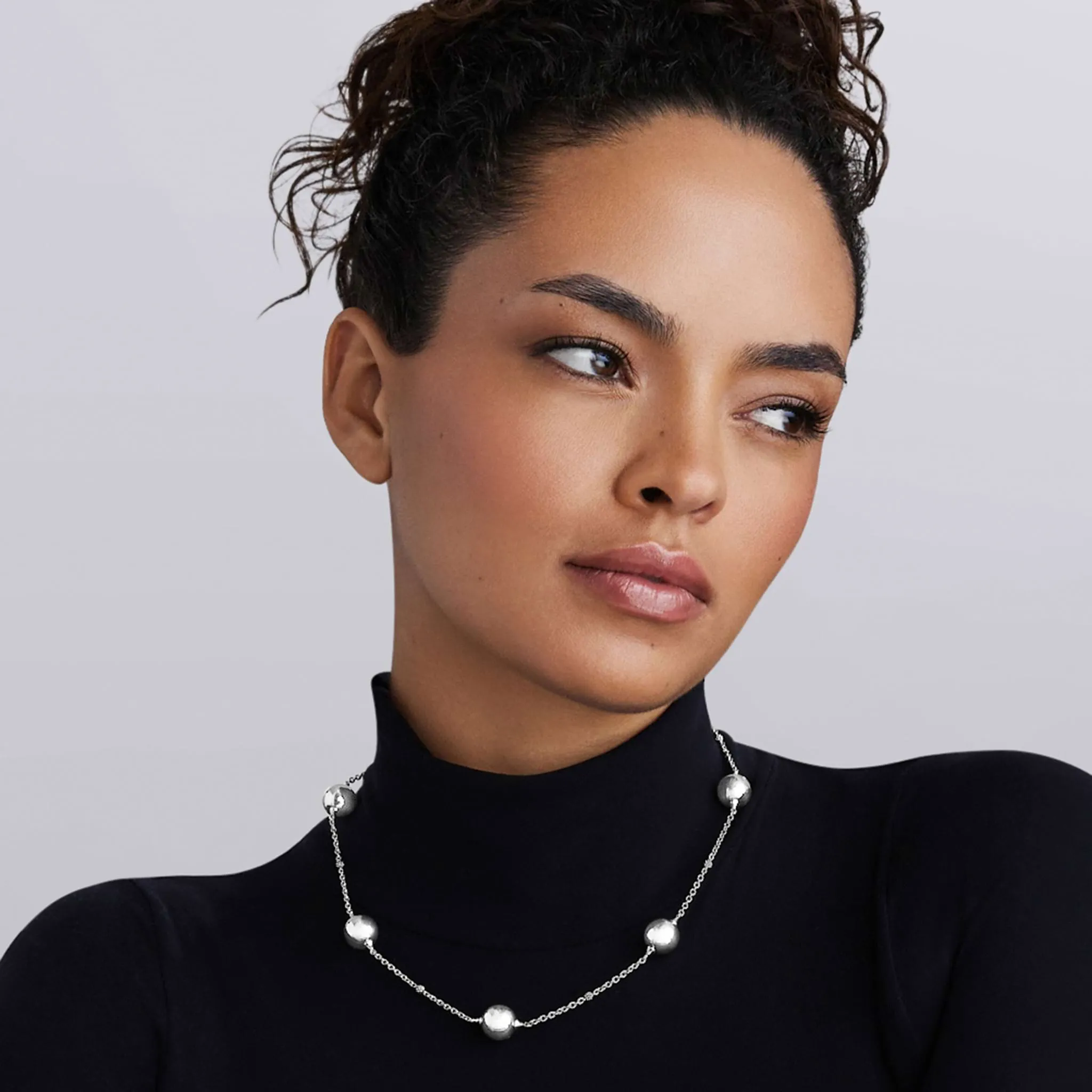 Caviar Bubbly Silver Beaded Station Necklace sold by LAGOS product image thumbnail 2