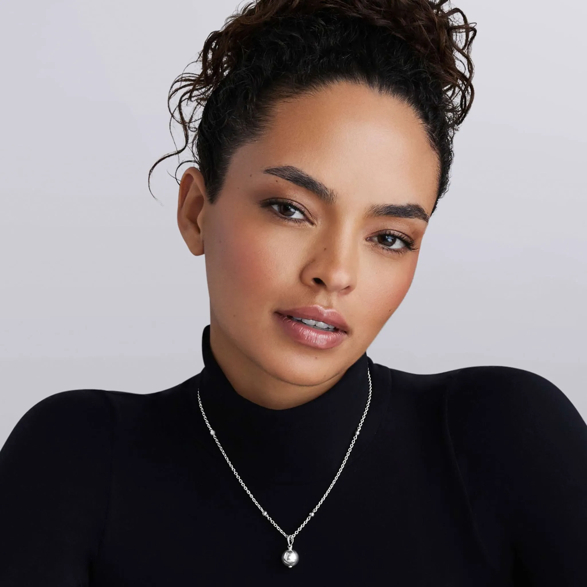 Caviar Bubbly Silver Beaded Pendant Necklace | 12mm sold by LAGOS product image thumbnail 2