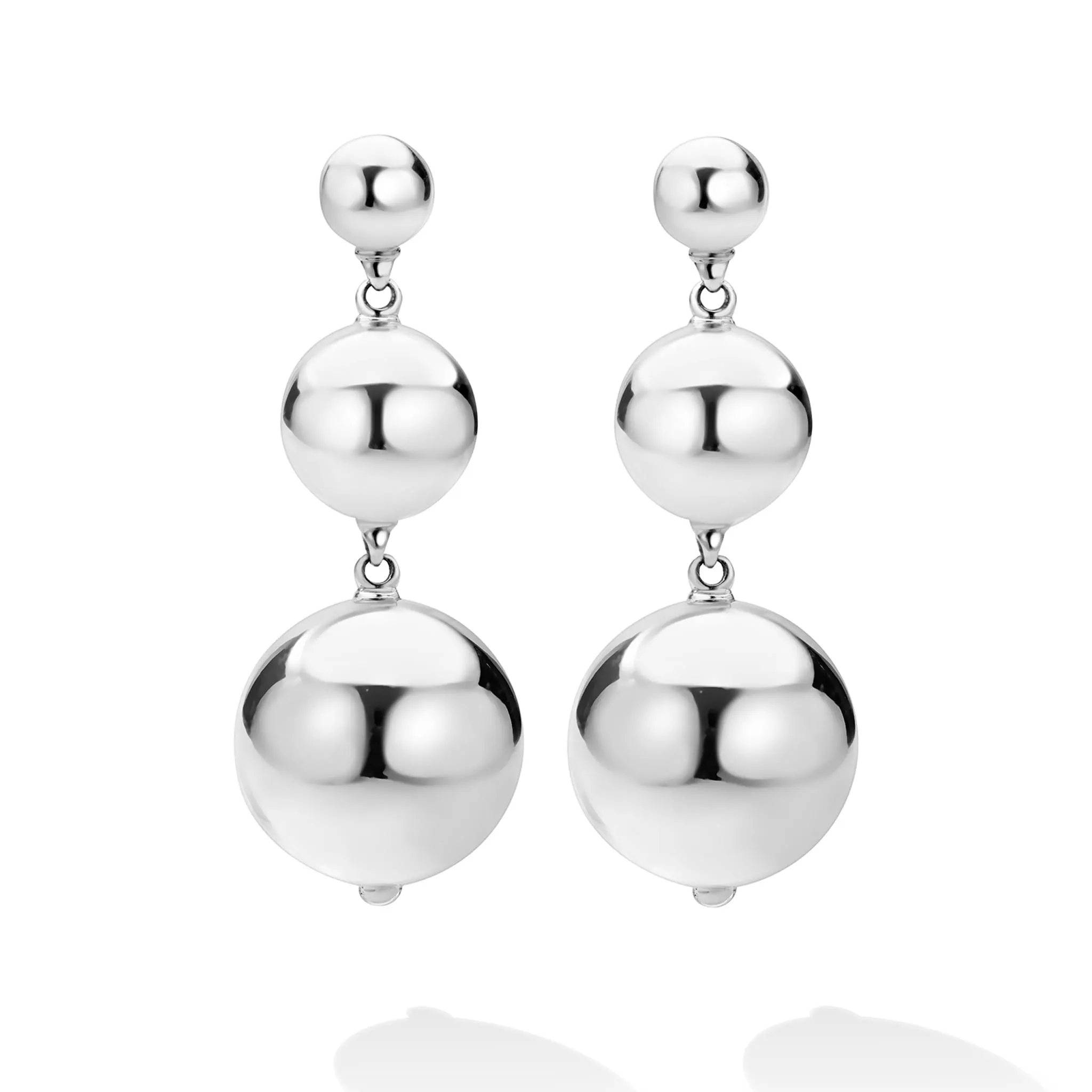 Caviar Bubbly Silver Triple Beaded Drop Earrings sold by LAGOS product image thumbnail 4