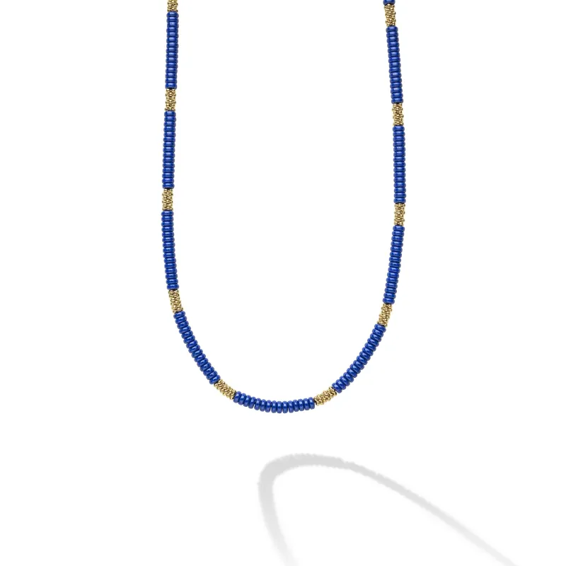 Blue Caviar Ceramic Caviar Beaded Necklace 18 inch Studio made by LAGOS