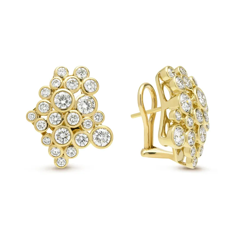 Fizz 18K Gold Diamond Cluster Omega Clip Earrings sold by LAGOS